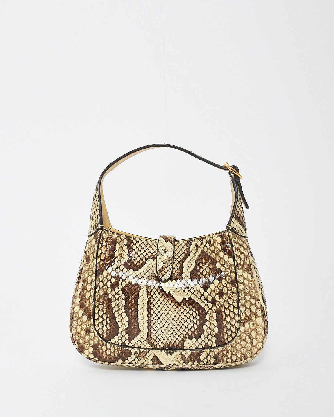 Sac Mini Jackie 1961 en cuir peau de python beige/marron Gucci