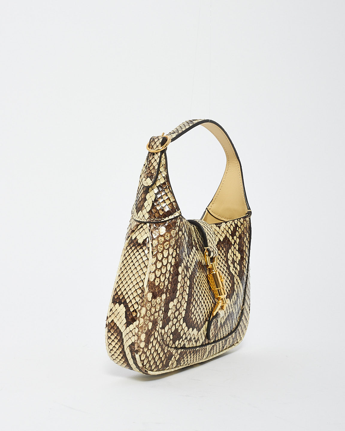 Sac Mini Jackie 1961 en cuir peau de python beige/marron Gucci