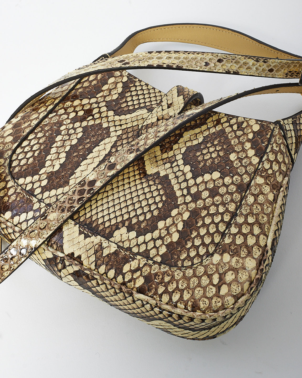 Sac Mini Jackie 1961 en cuir peau de python beige/marron Gucci