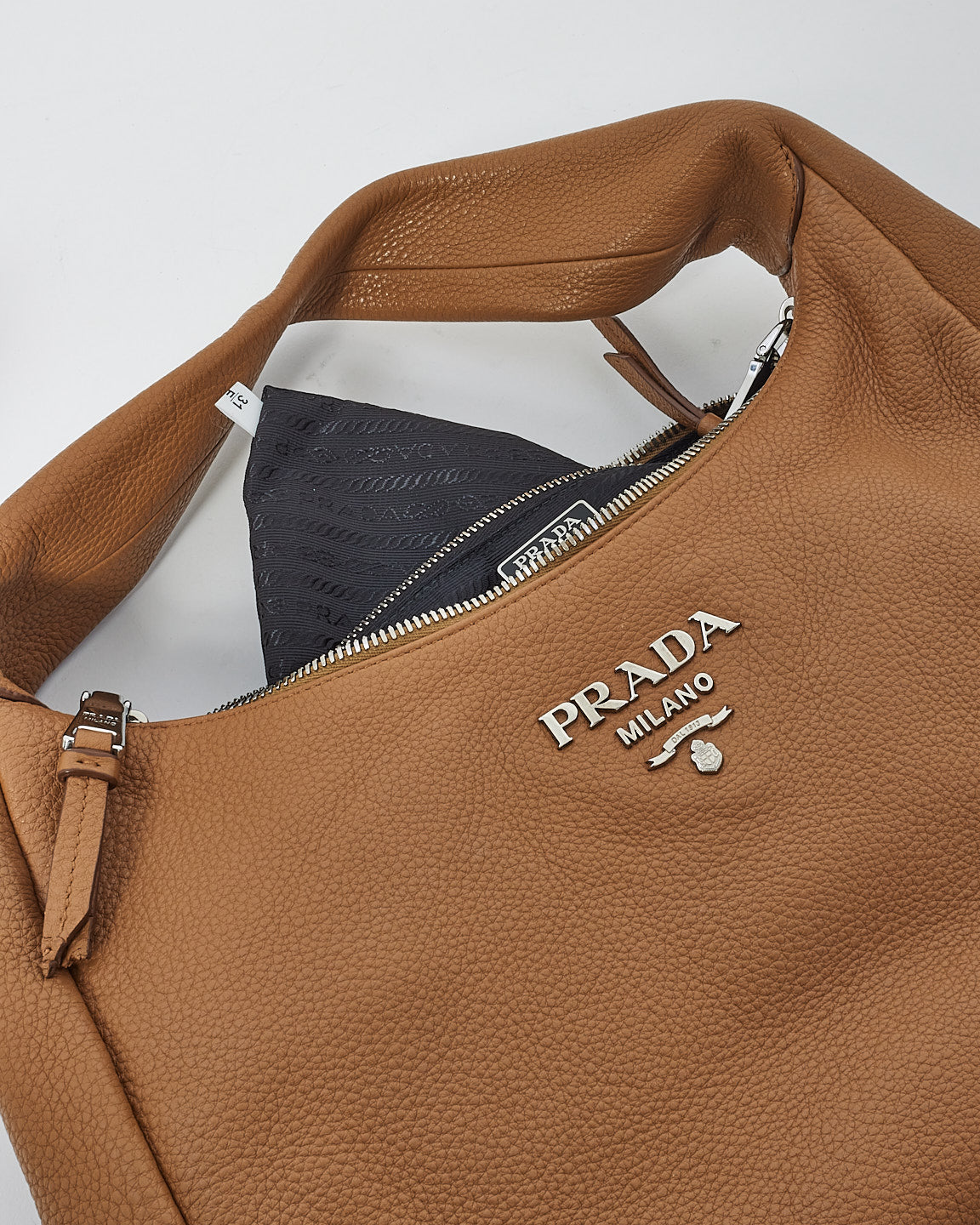 Prada Tan Daino Leather Shoulder Hobo Bag