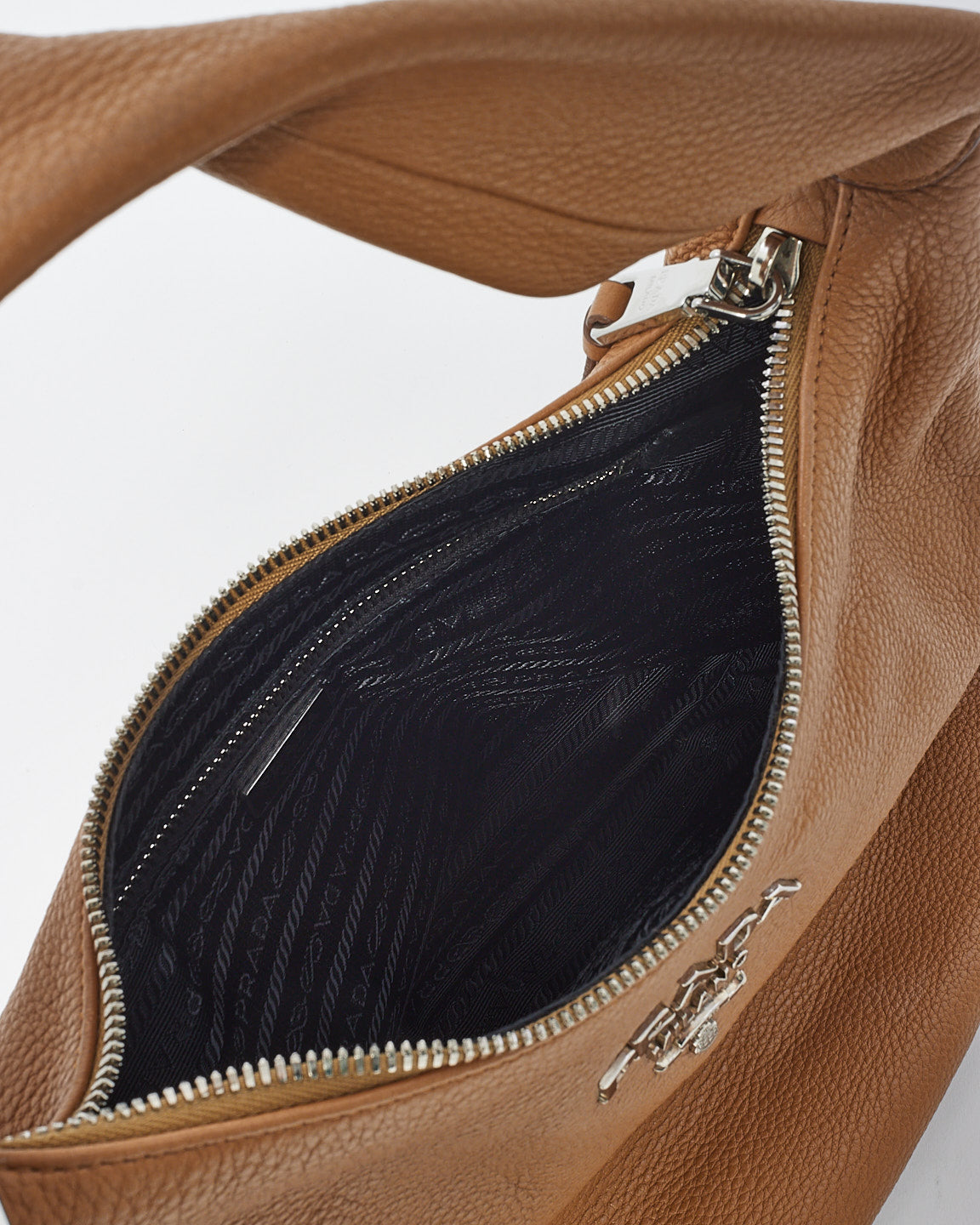 Prada Tan Daino Leather Shoulder Hobo Bag