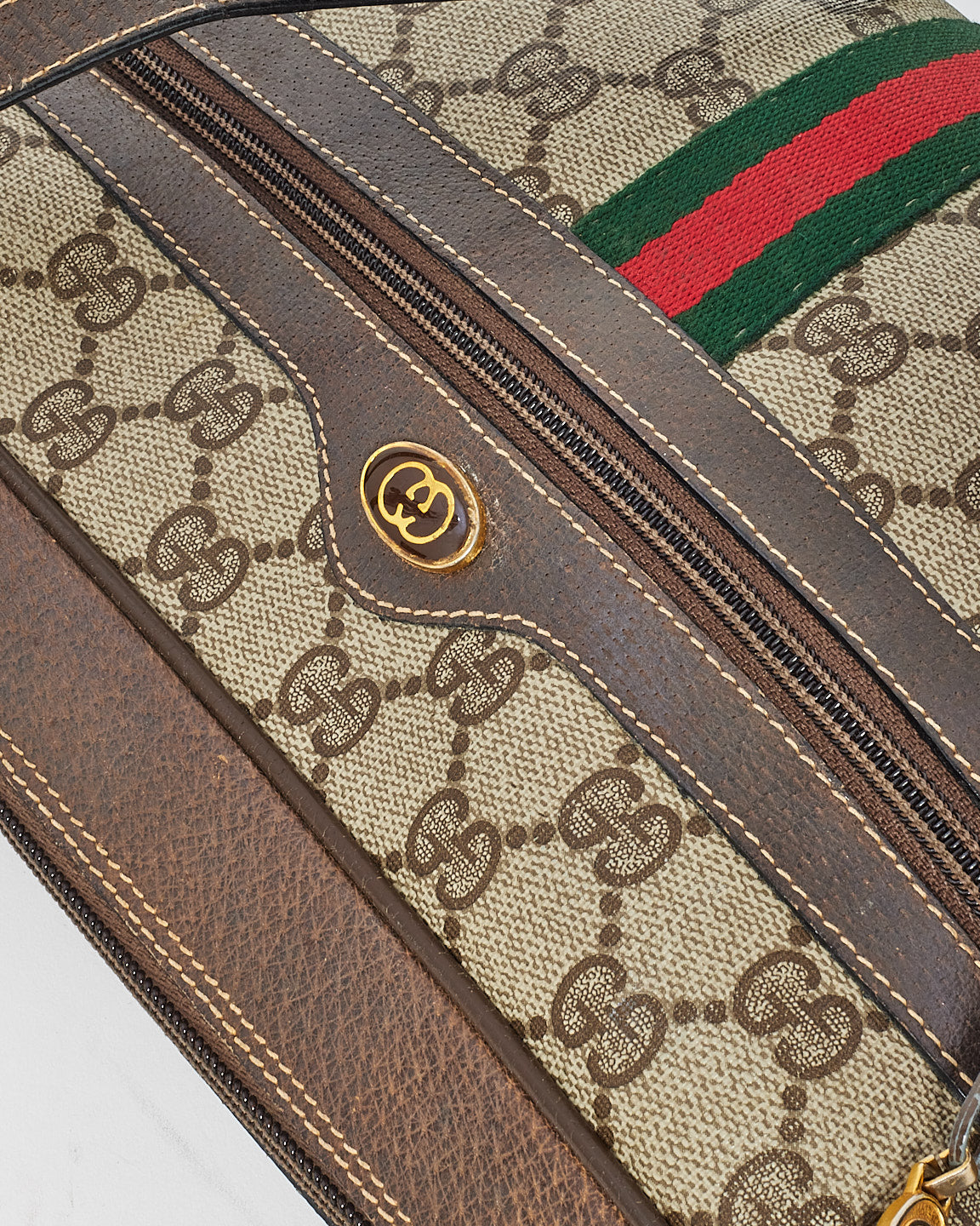 Gucci Brown Vintage GG Plus Ophidia Shoulder Bag