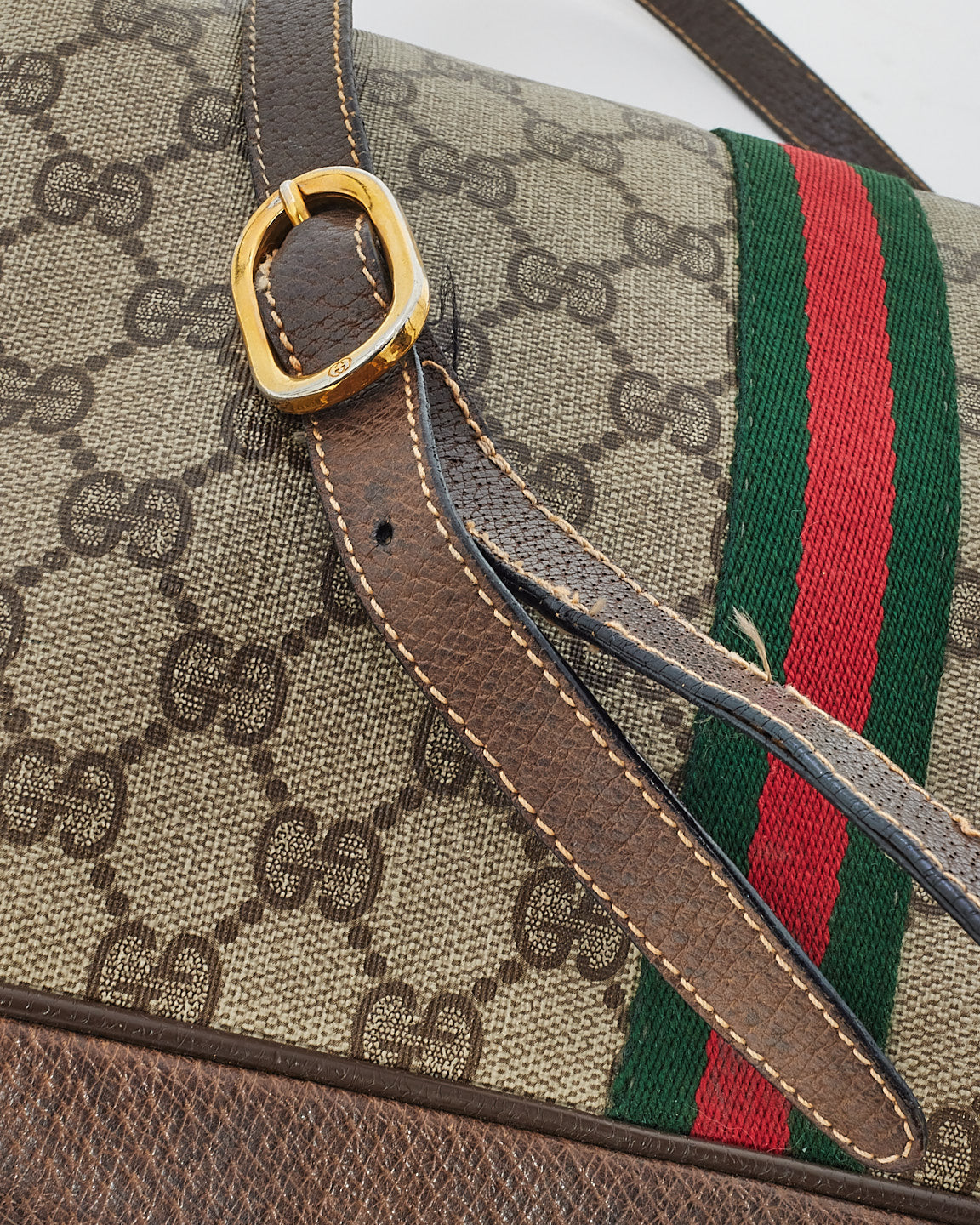 Gucci Brown Vintage GG Plus Ophidia Shoulder Bag