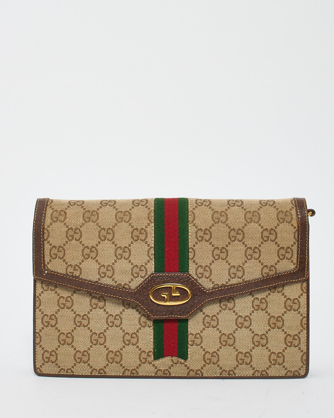 Gucci Vintage Brown Canvas Ophidia Chain Bag