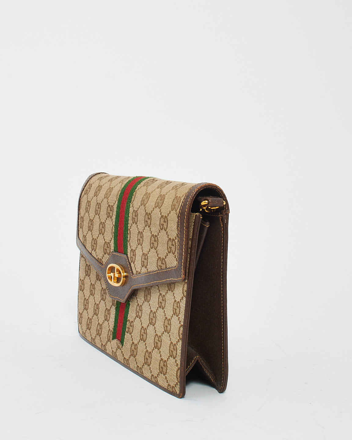 Gucci Vintage Brown Canvas Ophidia Chain Bag