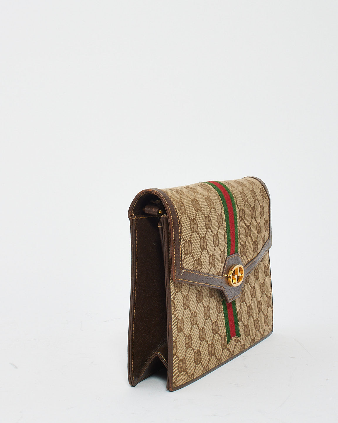 Gucci Vintage Brown Canvas Ophidia Chain Bag