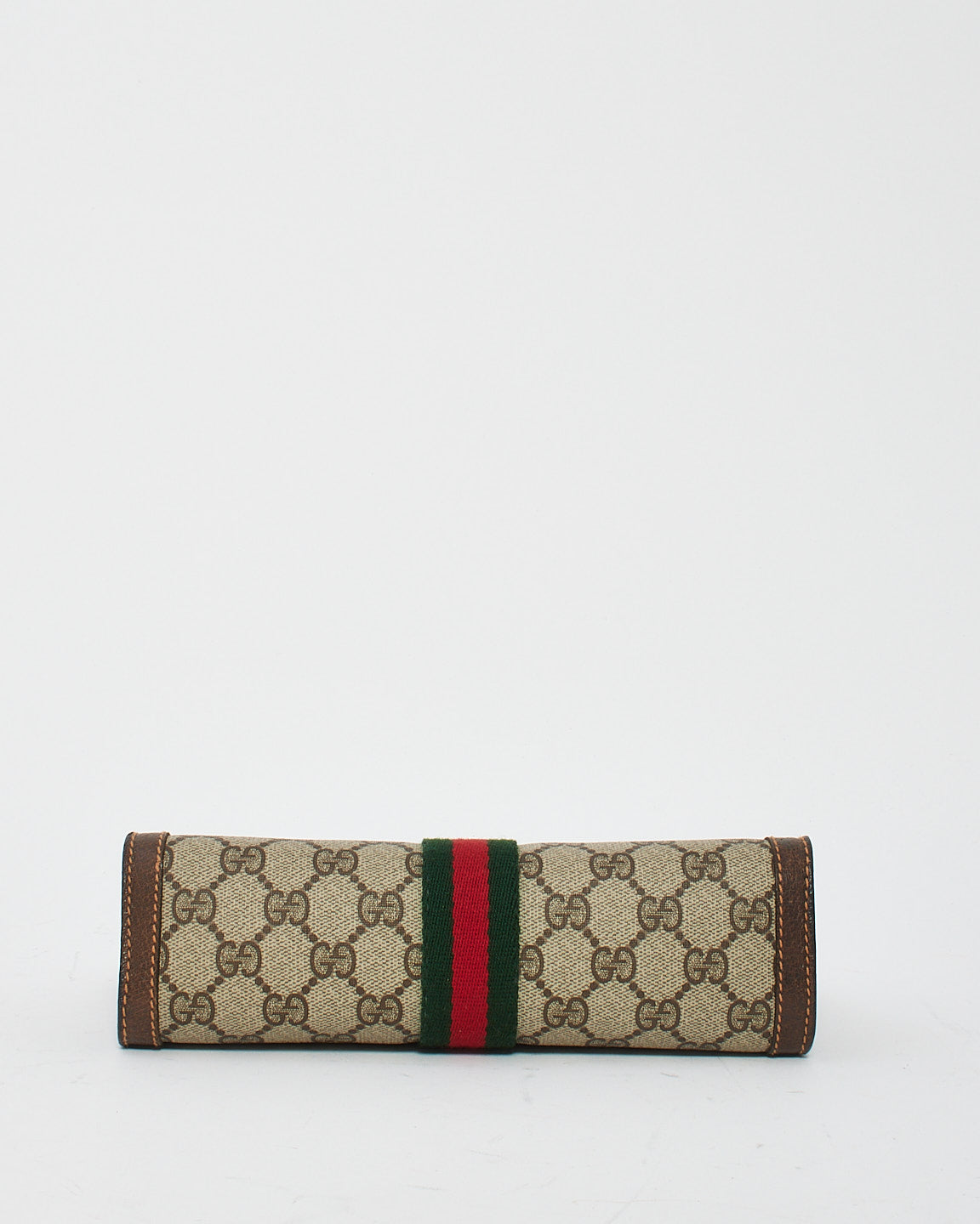 Gucci Vintage Brown Web Canvas Cosmetic Bag Clutch