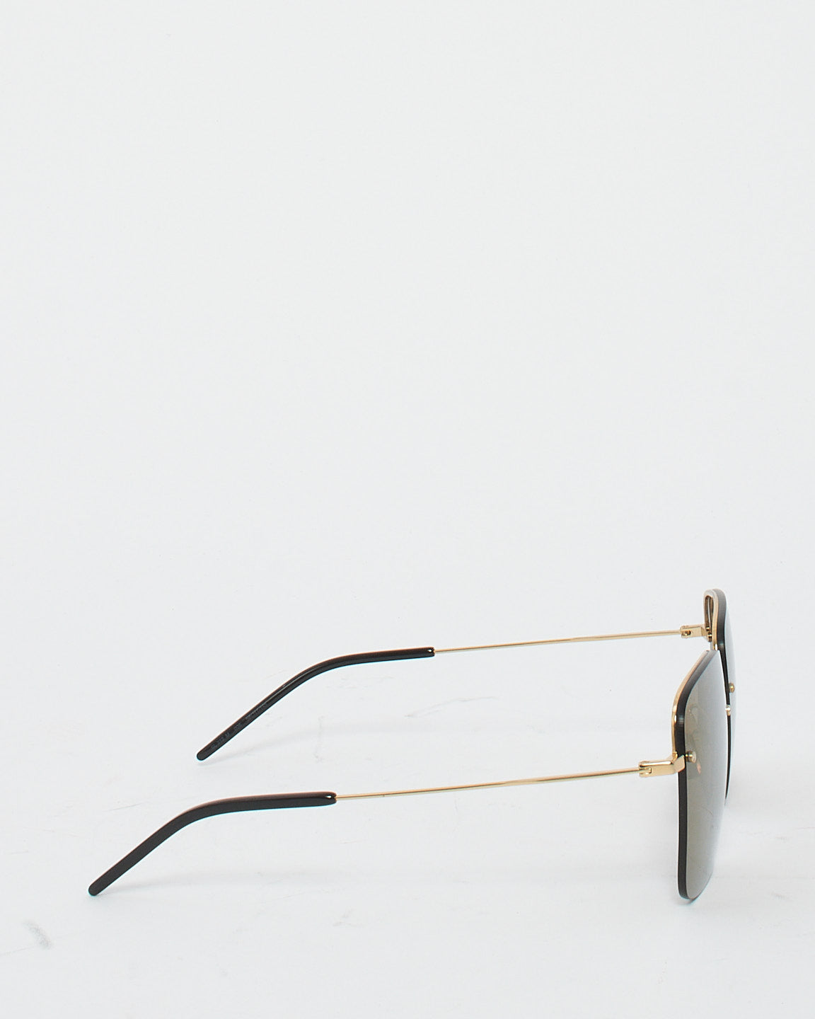 Saint Laurent Lunettes de soleil carrées sans monture en métal doré à verres marron SL312