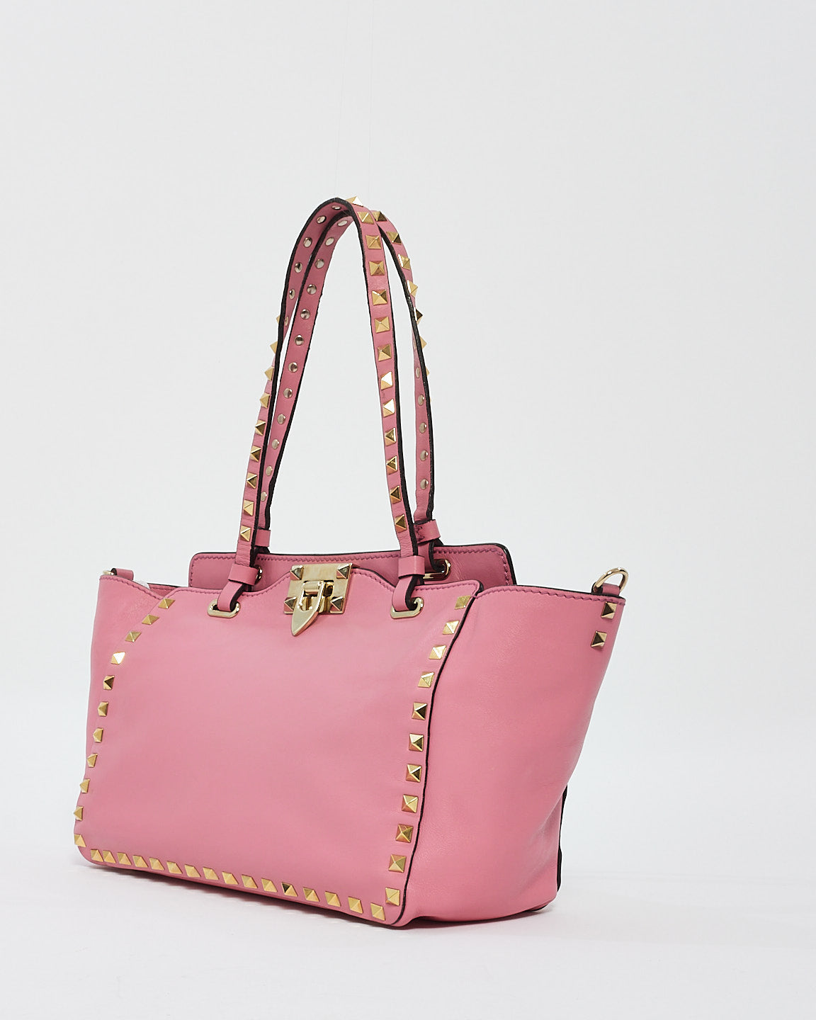 Valentino Pink Leather Rockstud Tote Bag