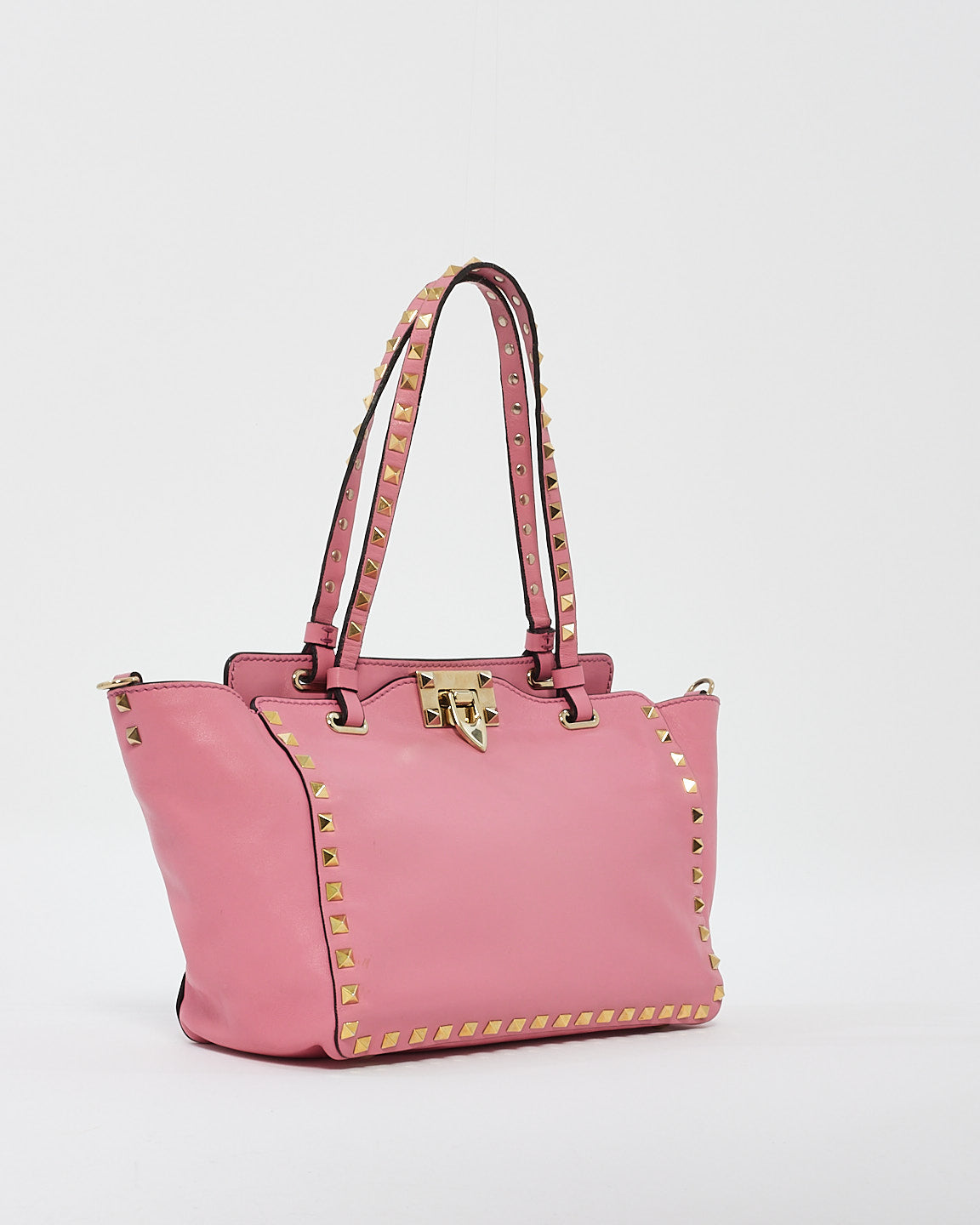 Valentino Pink Leather Rockstud Tote Bag