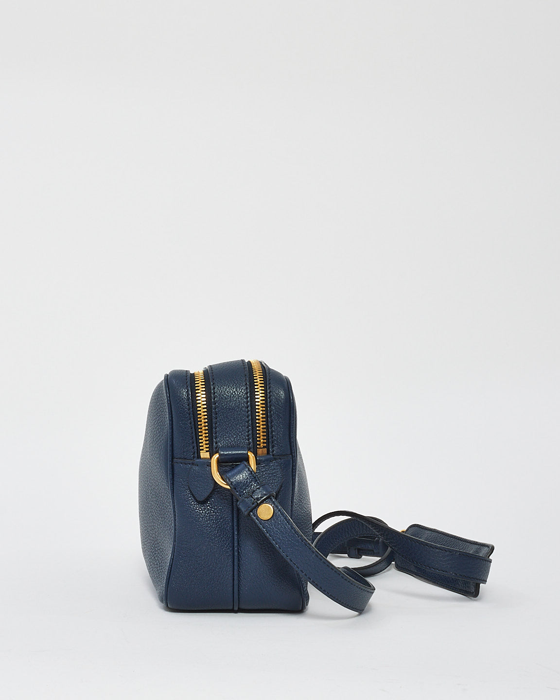 Prada Blue Grained Leather Vitello Daino Camera Bag