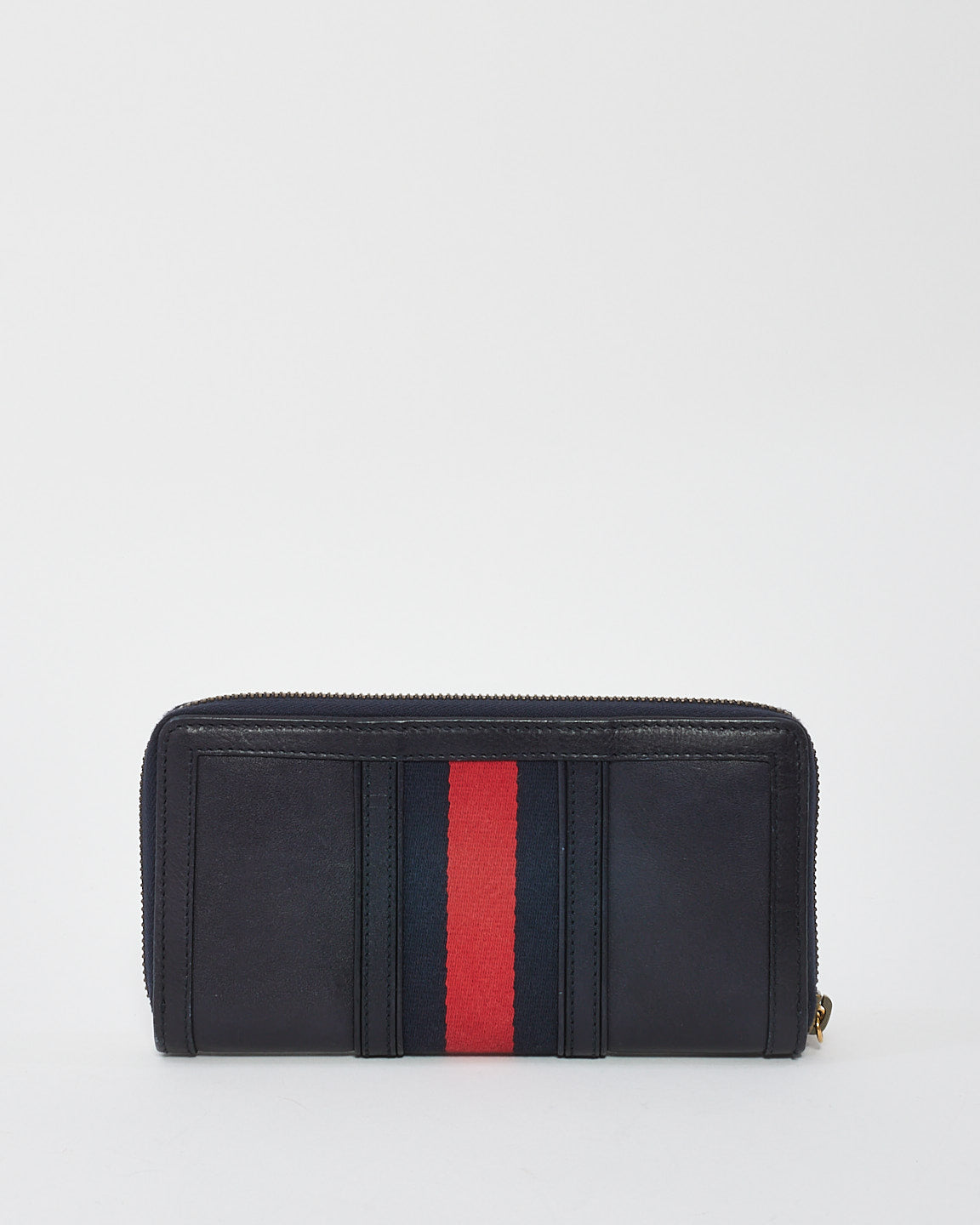 Gucci Navy Leather Web Ophidia Long Zip Wallet