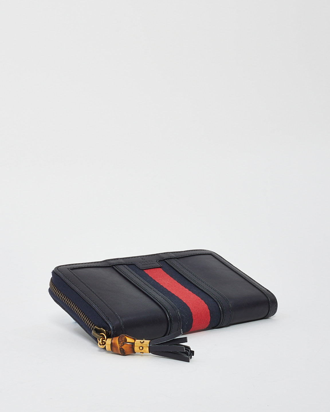 Gucci Navy Leather Web Ophidia Long Zip Wallet