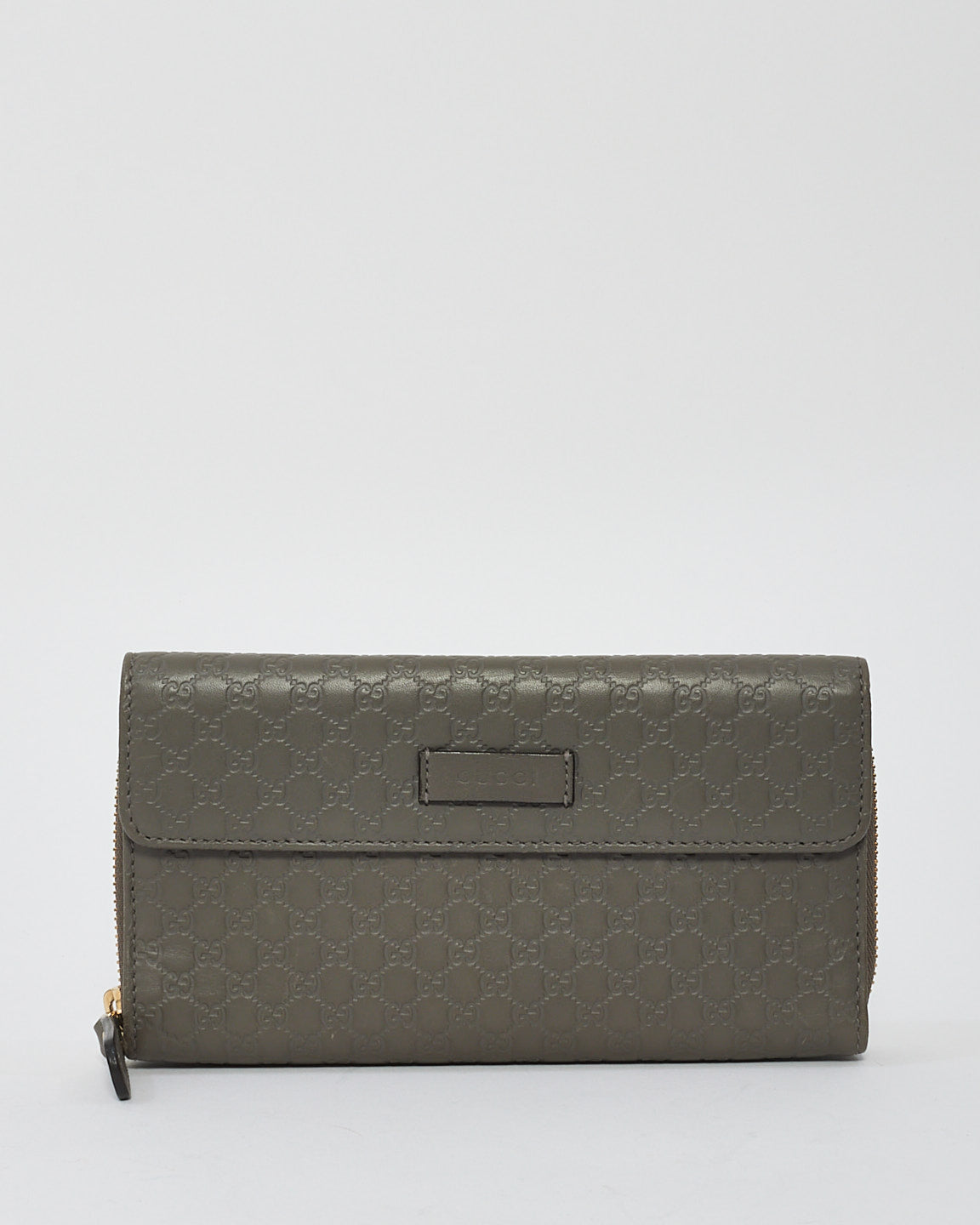 Gucci Grey Leather Microguccissima Continental Zip Wallet