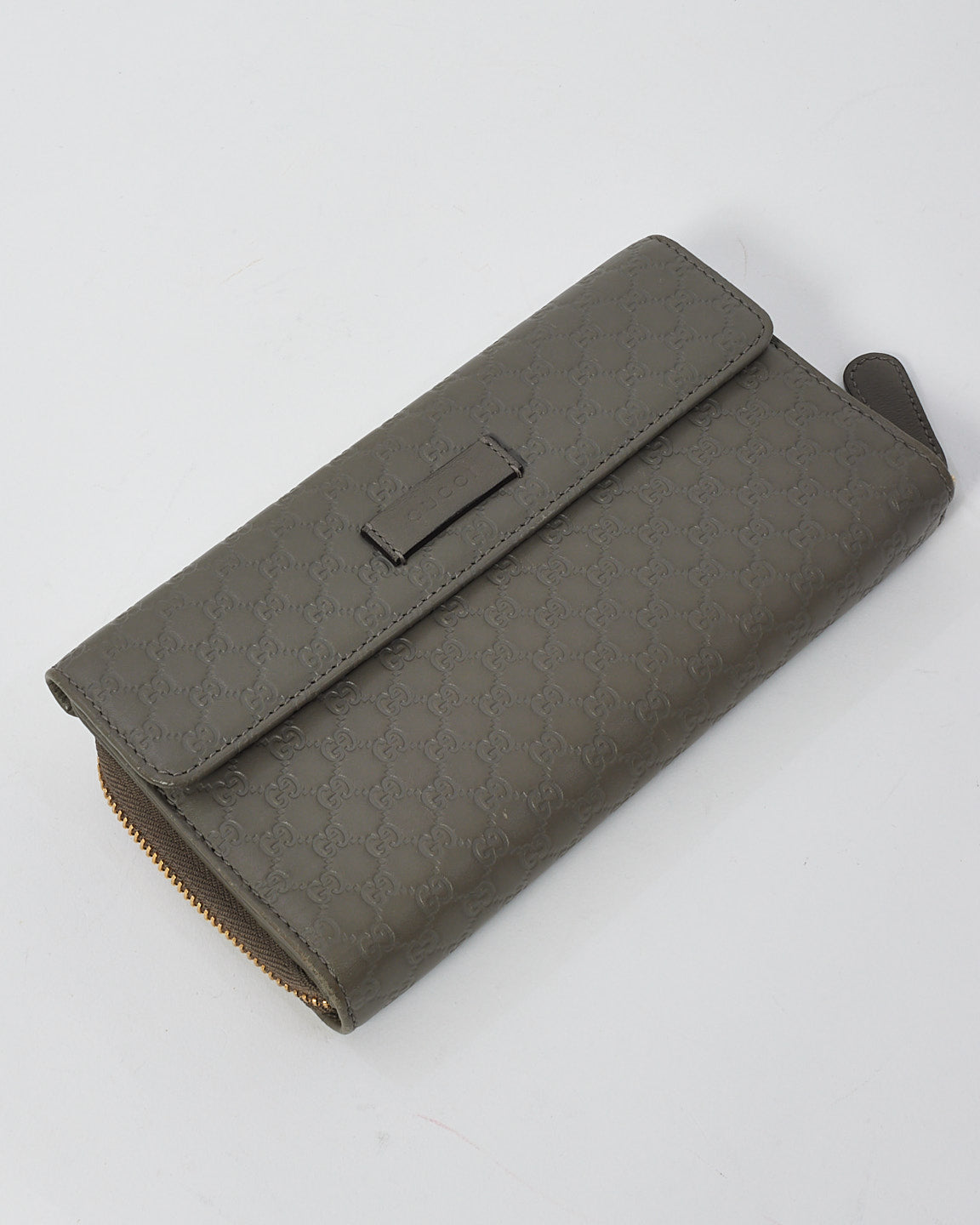 Gucci Grey Leather Microguccissima Continental Zip Wallet