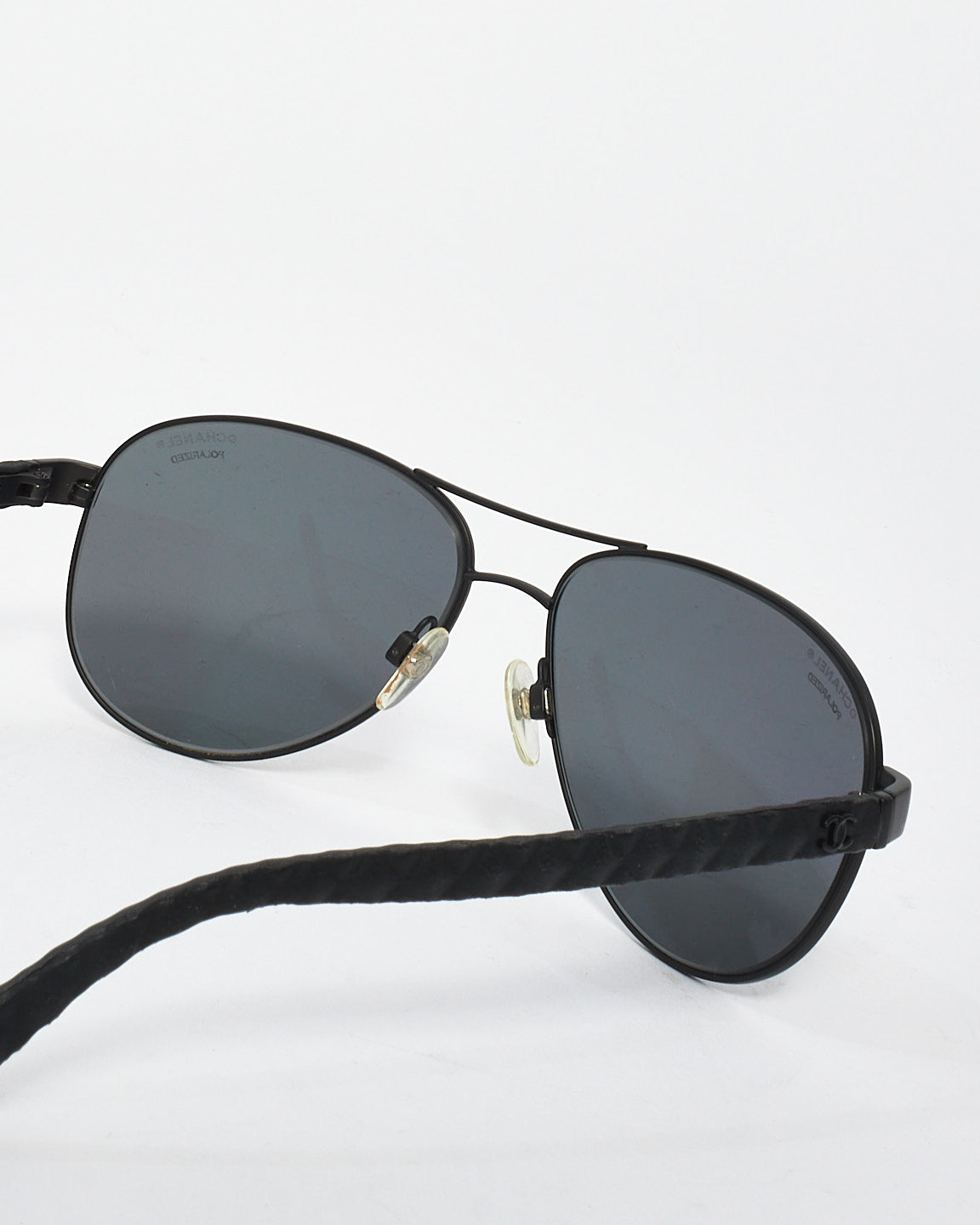 Chanel Matte Black Aviator Sunglasses - 4204Q