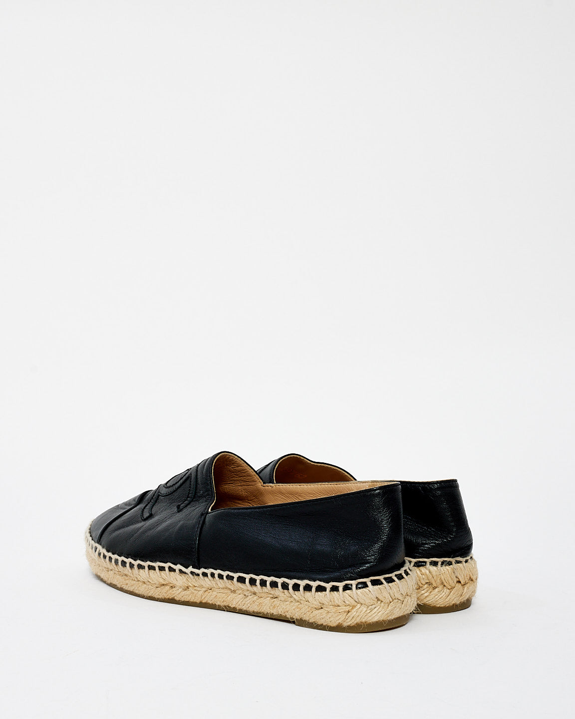 Chanel Black Leather Espadrille Shoes - 36