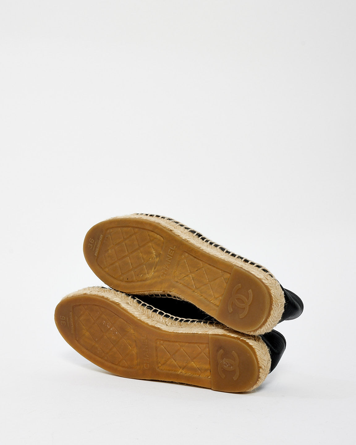 Chanel Black Leather Espadrille Shoes - 36