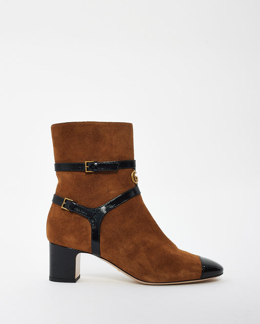 Gucci Tobacco Brown Suede Geraldine Ankle Boots - 40