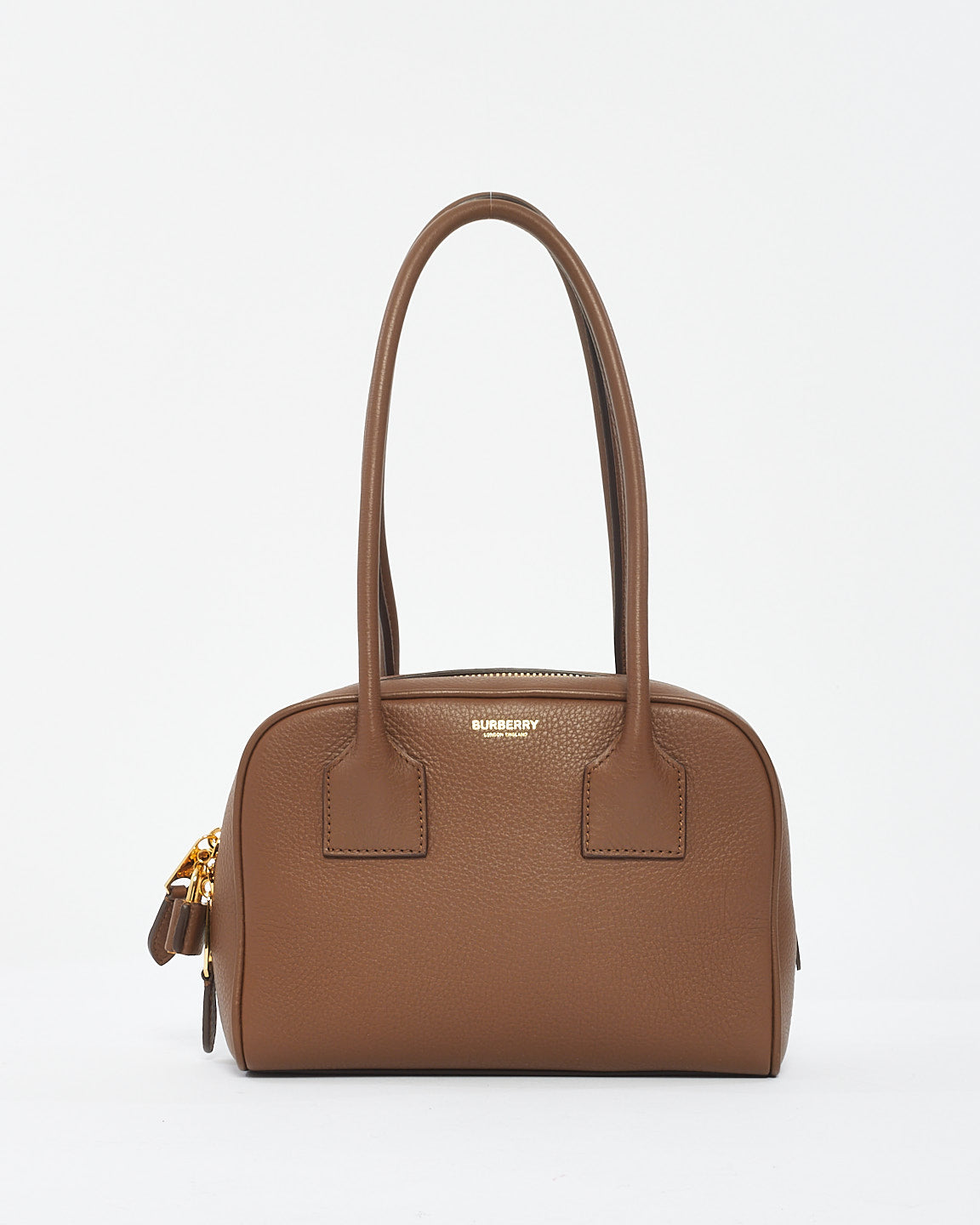 Burberry Brown Leather Mini Half Cube Tote Bag