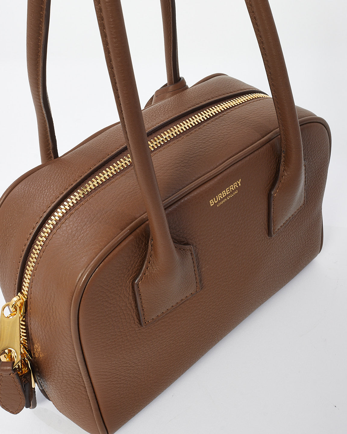 Burberry Brown Leather Mini Half Cube Tote Bag