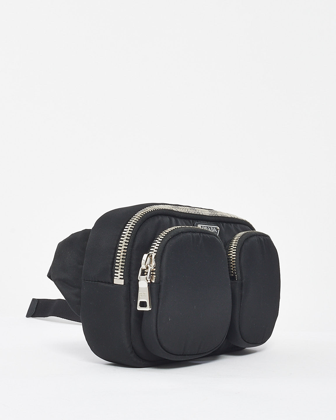 Prada Black Nylon Padded Double Pockets Belt Bag