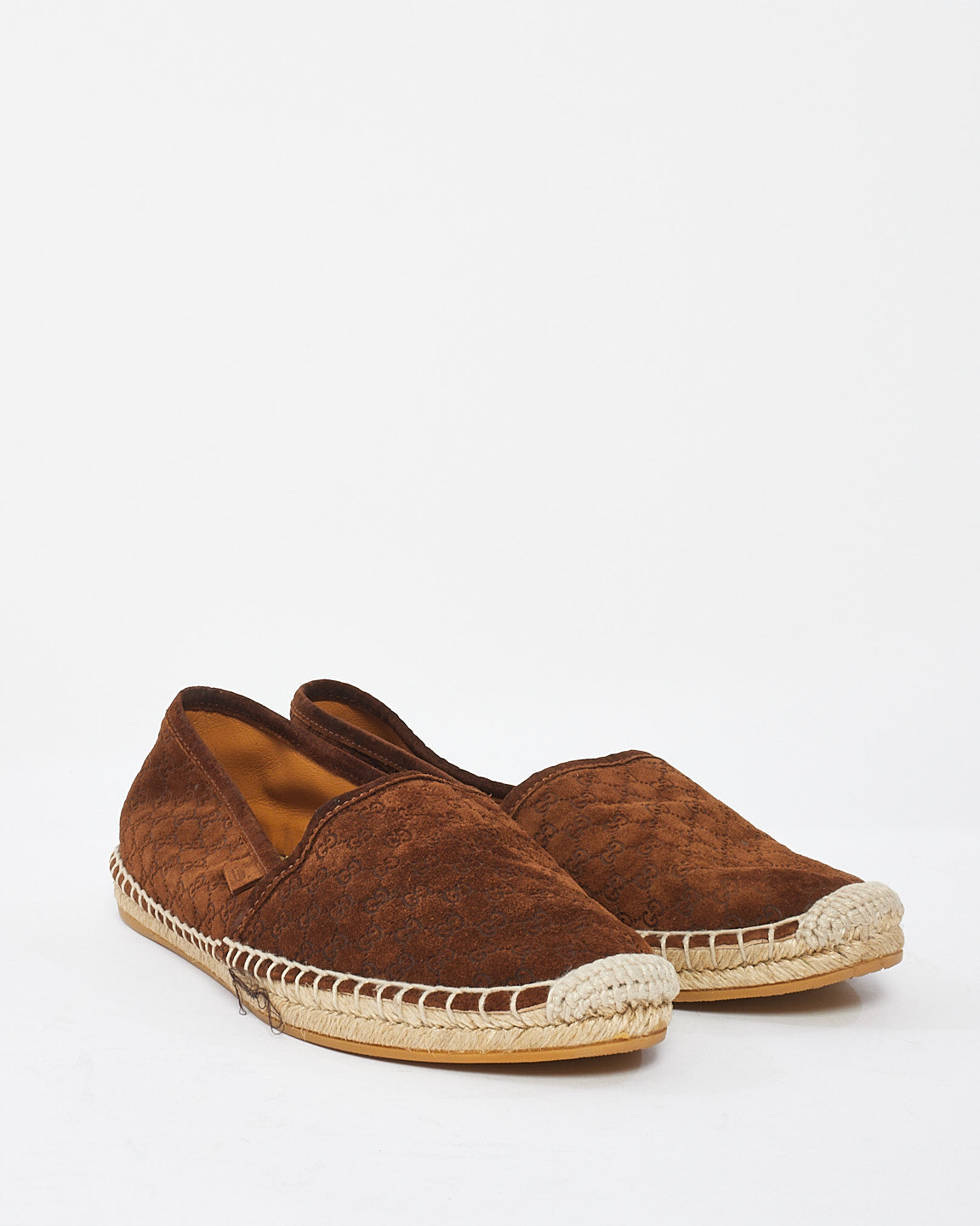 Gucci Brown Suede GG Guccissima Soft Espadrille - 38.5