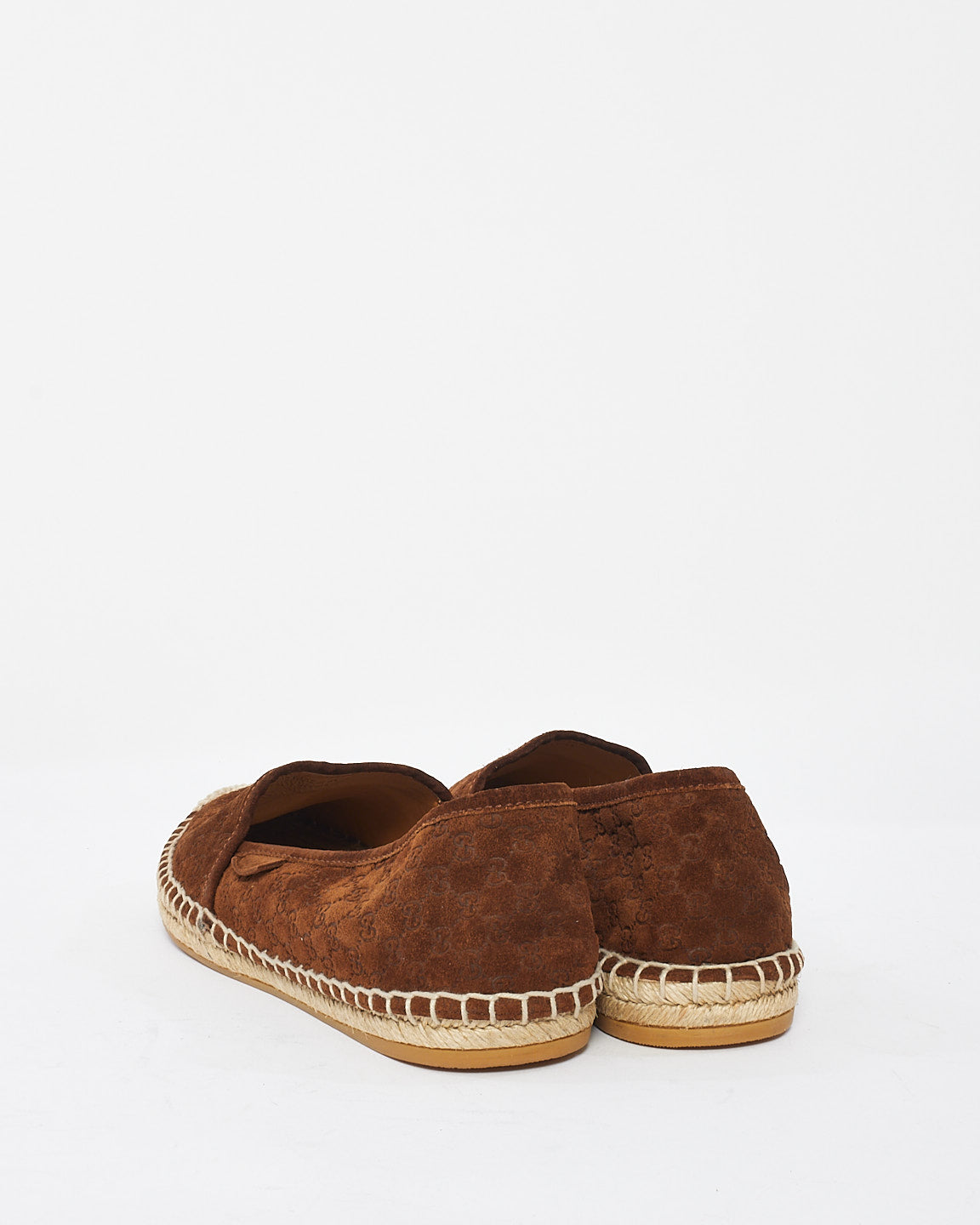 Gucci Brown Suede GG Guccissima Soft Espadrille - 38.5