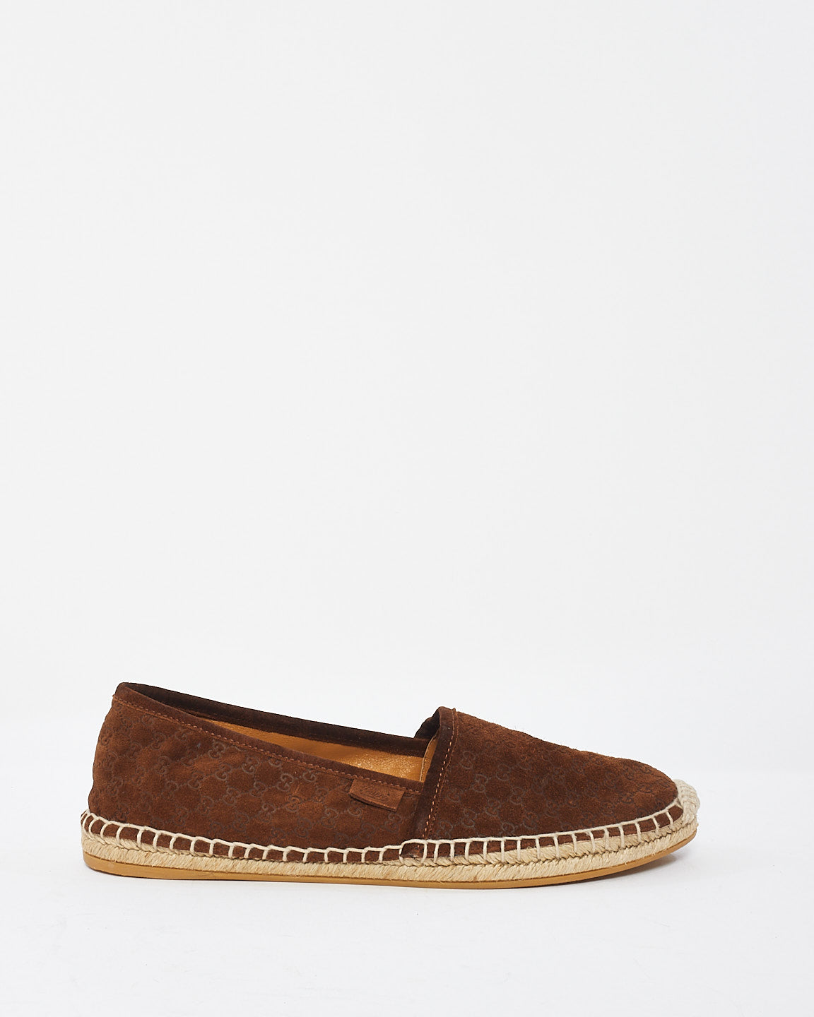 Gucci Brown Suede GG Guccissima Soft Espadrille - 38.5