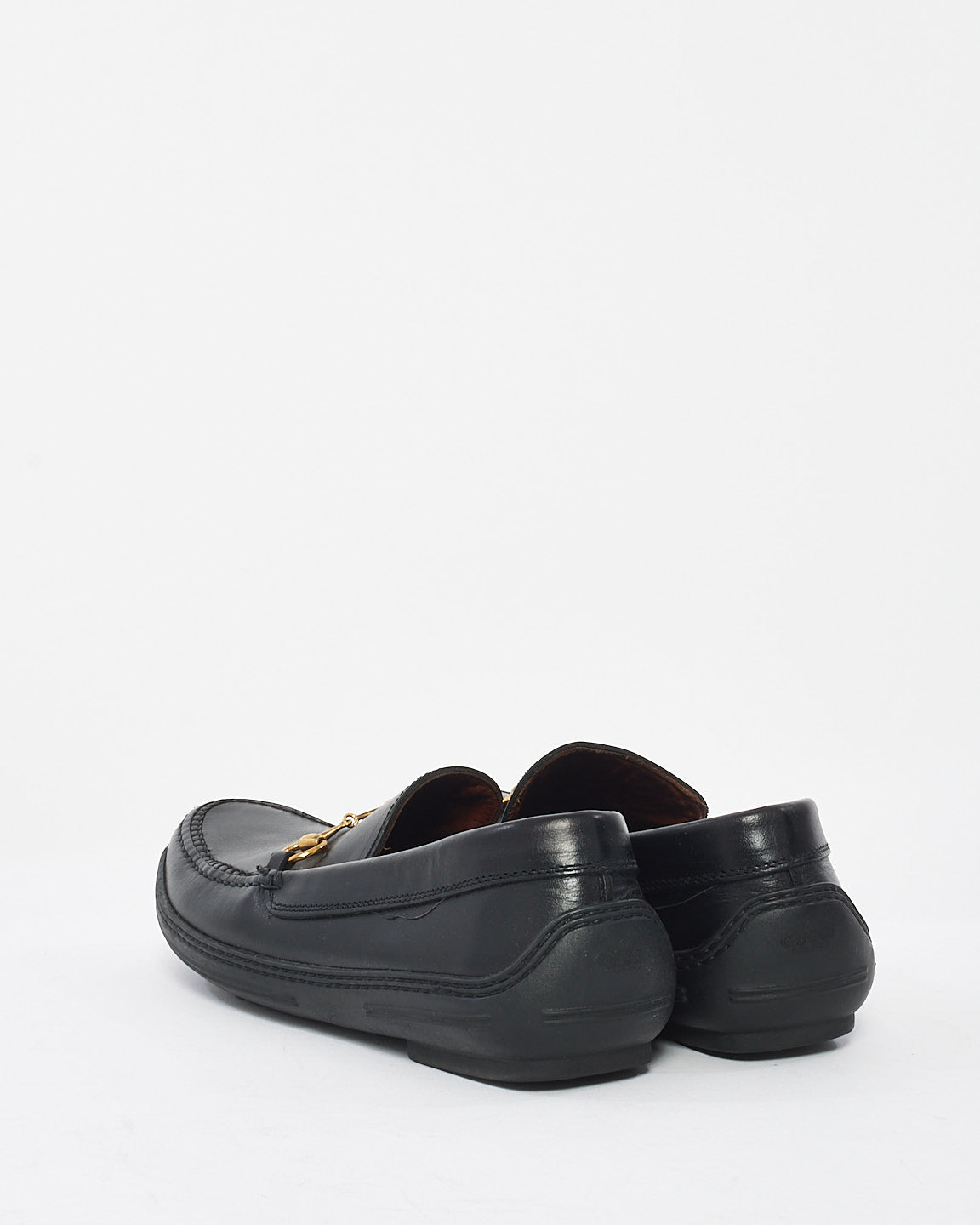 Gucci Black Leather Horsebit Loafers - 10