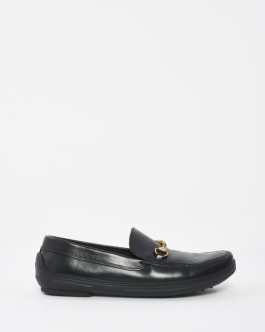 Gucci Black Leather Horsebit Loafers - 10