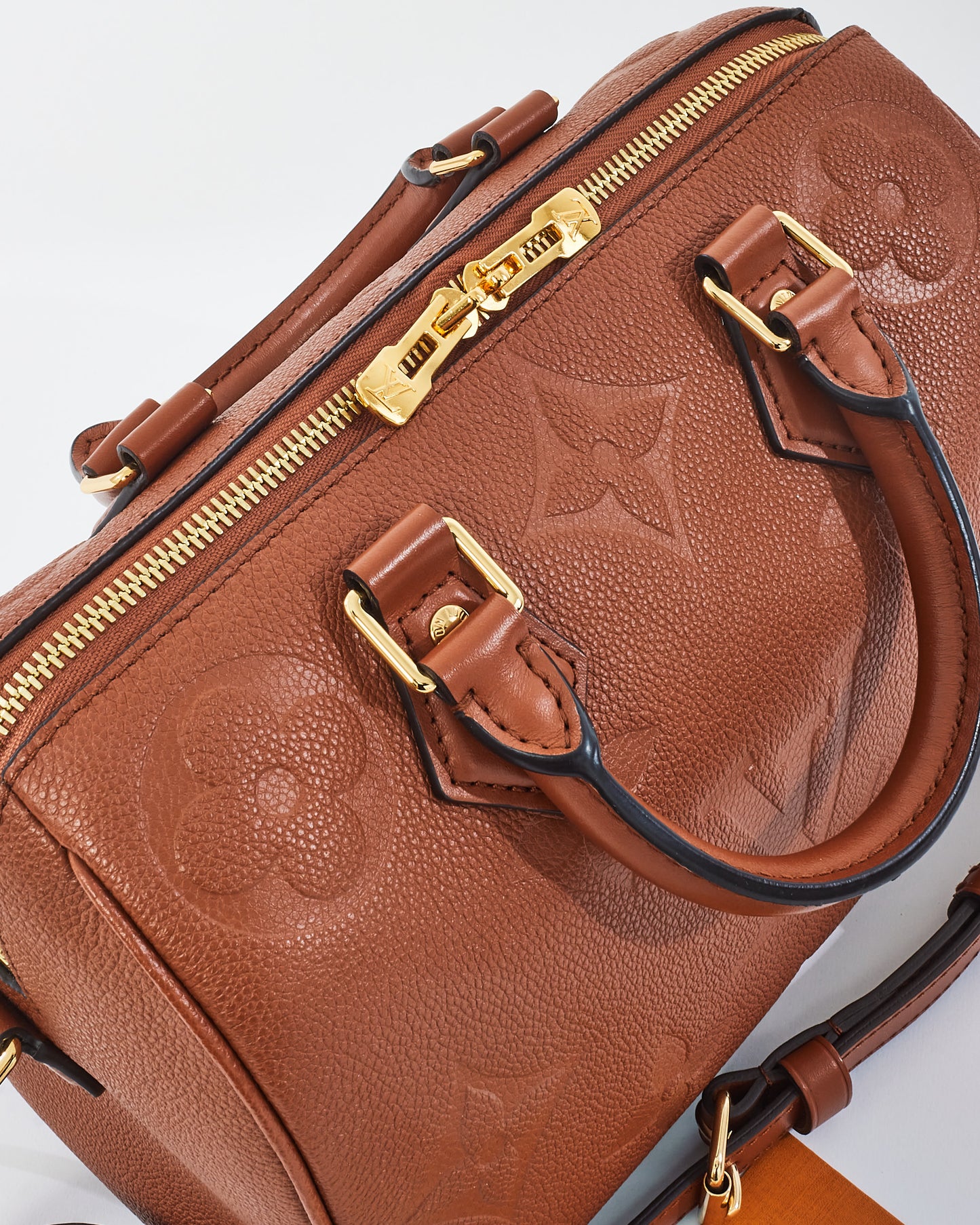 Louis Vuitton Cognac Monogram Empreinte Cuir Bandoulière Speedy 25