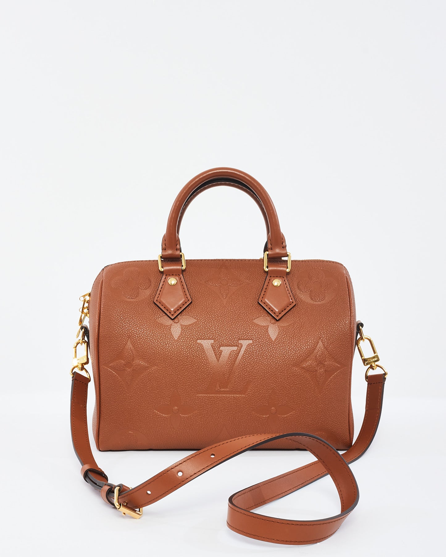 Louis Vuitton Cognac Monogram Empreinte Cuir Bandoulière Speedy 25