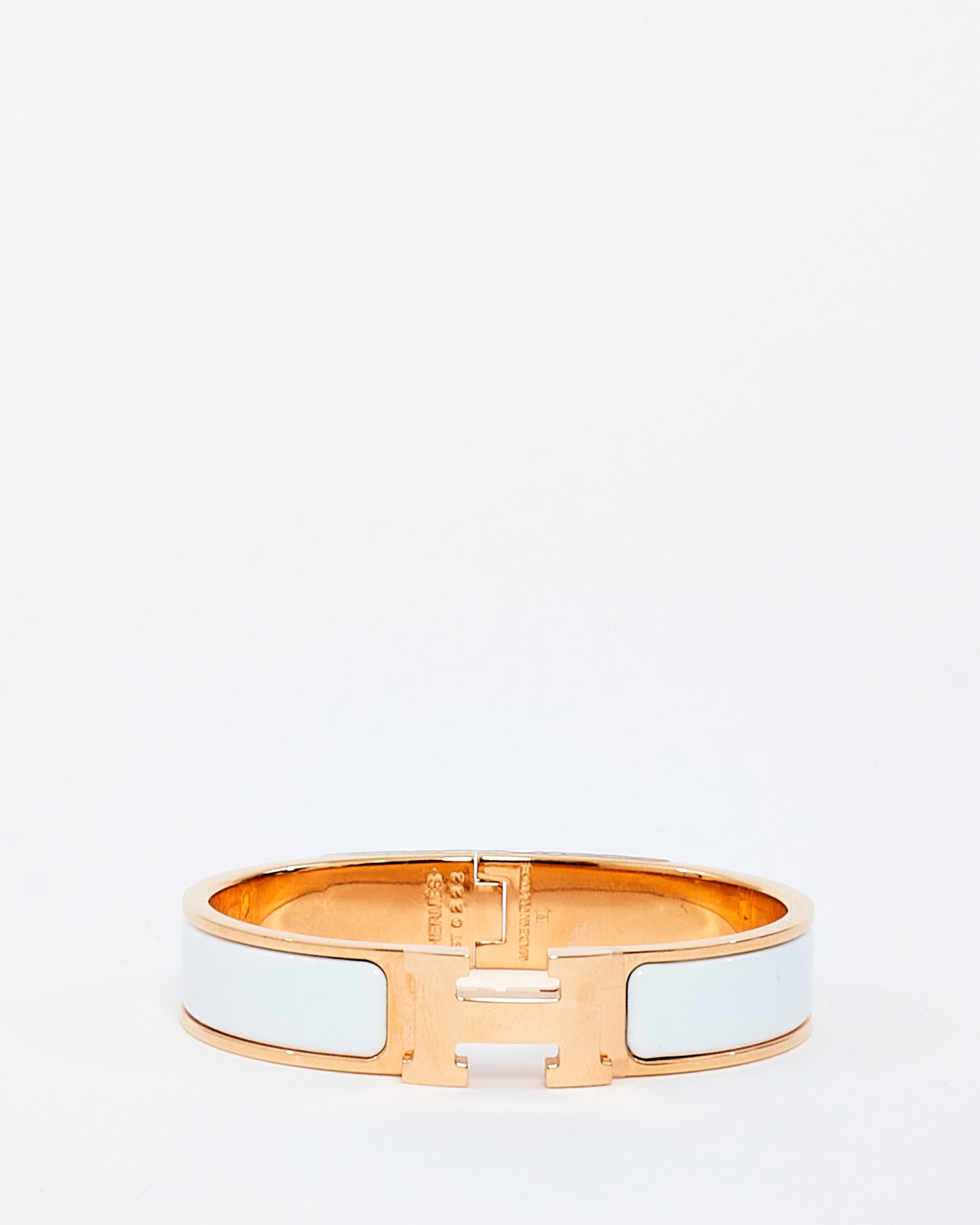 Hermès White & Rose Gold Colour Metal Clic H Bracelet - PM