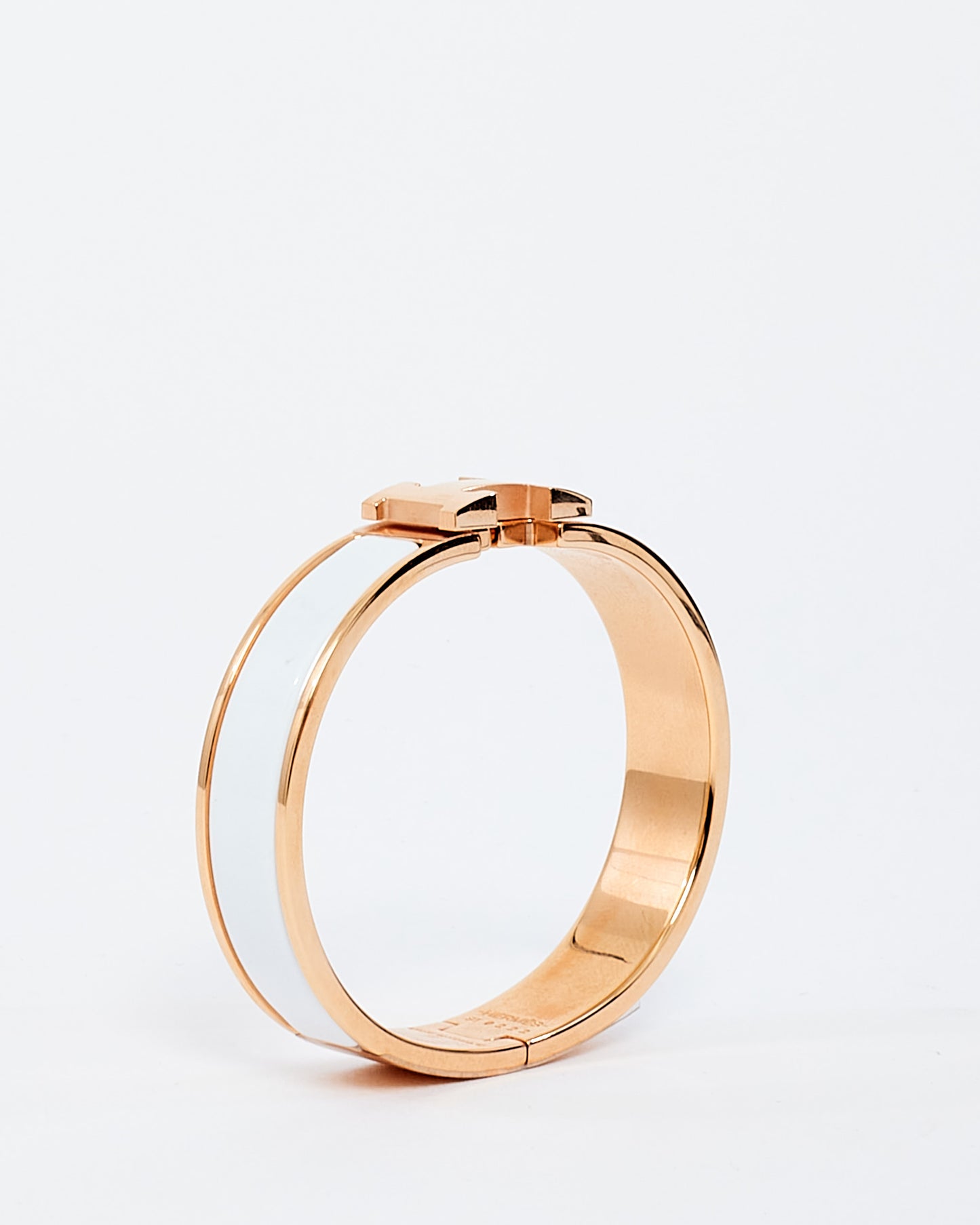 Hermès White & Rose Gold Colour Metal Clic H Bracelet - PM