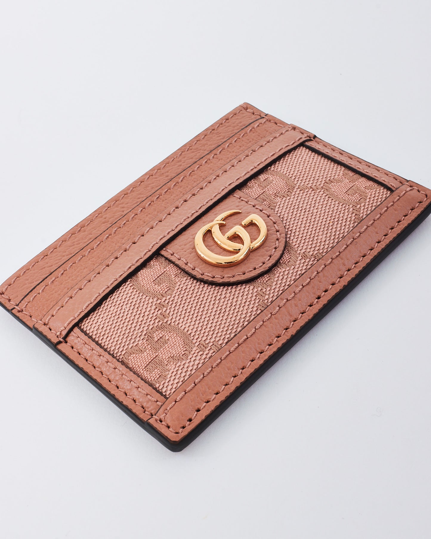 Porte-cartes Ophidia GG en toile monogram rose et cuir Gucci