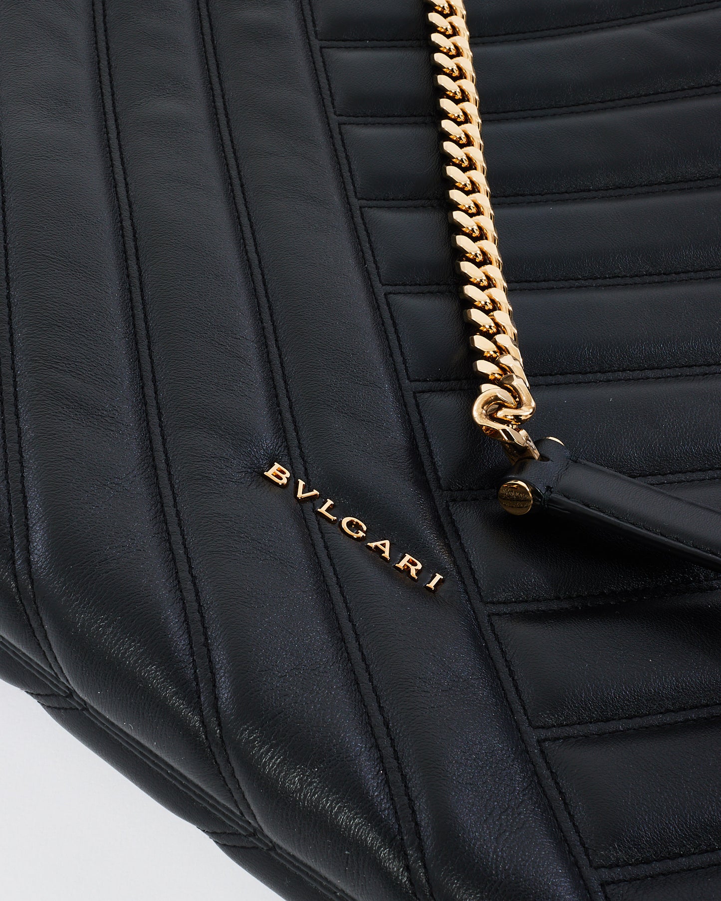 Bulgari Black Leather Serpenti Cabochon Tote Bag