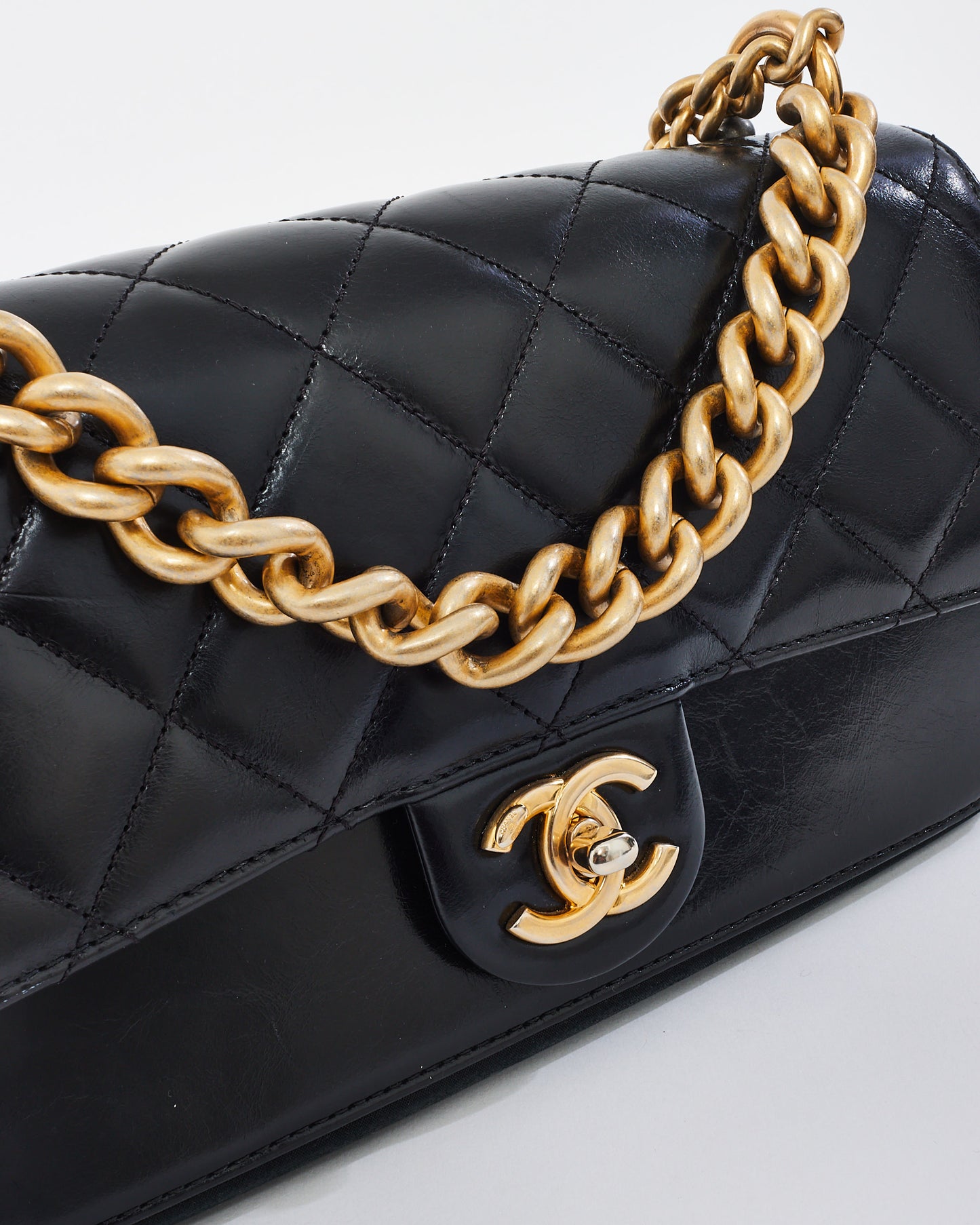 Chanel Black Quilted Calfskin Leather Straight Lined Flap Bag