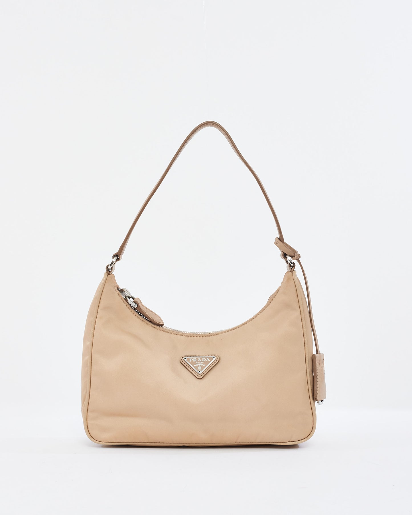 Prada Beige Nylon Re-edition 2000 Mini Hobo Shoulder Bag