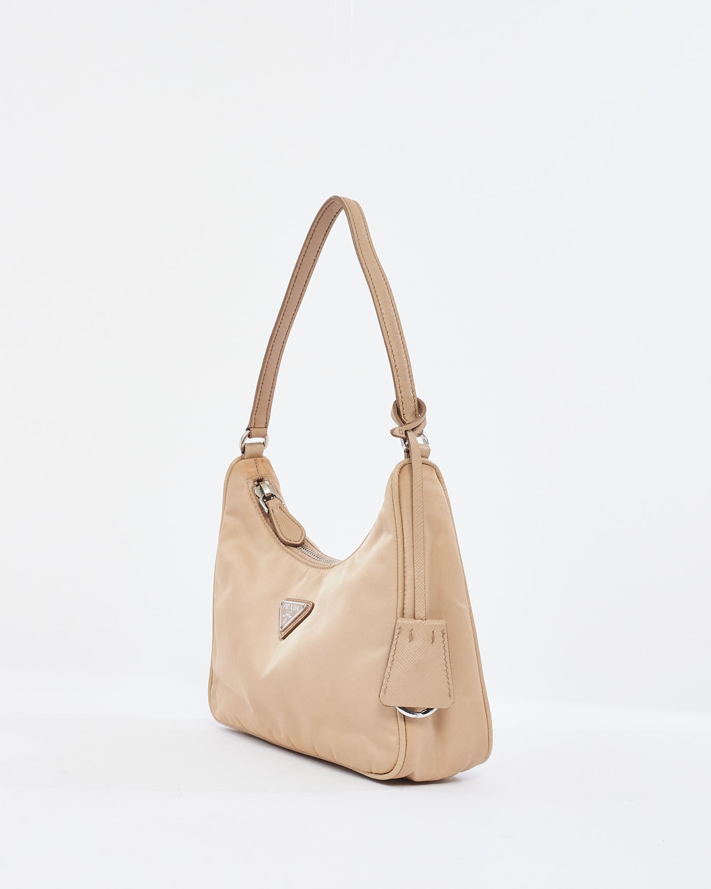 Prada Beige Nylon Re-edition 2000 Mini Hobo Shoulder Bag