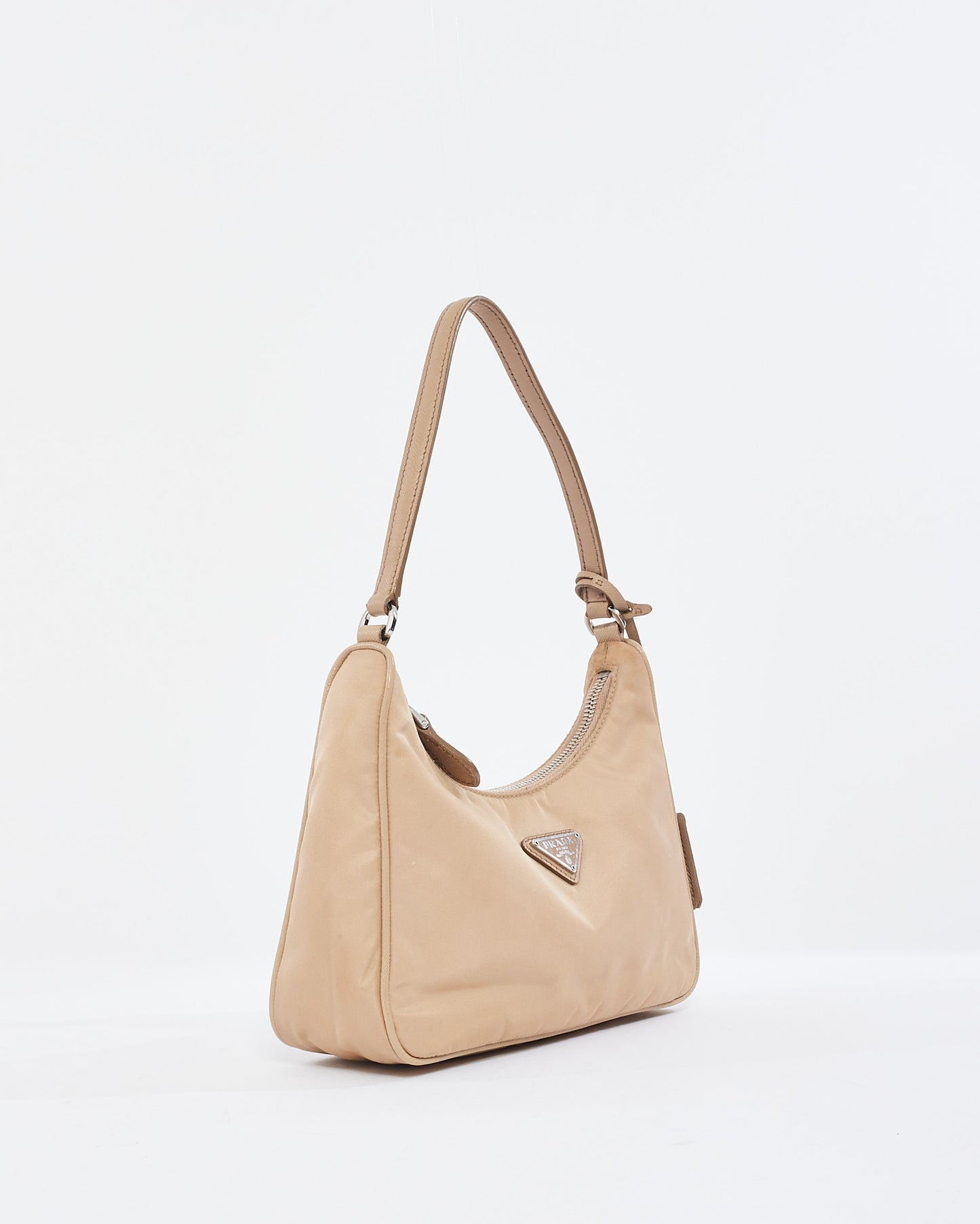 Prada Beige Nylon Re-edition 2000 Mini Hobo Shoulder Bag