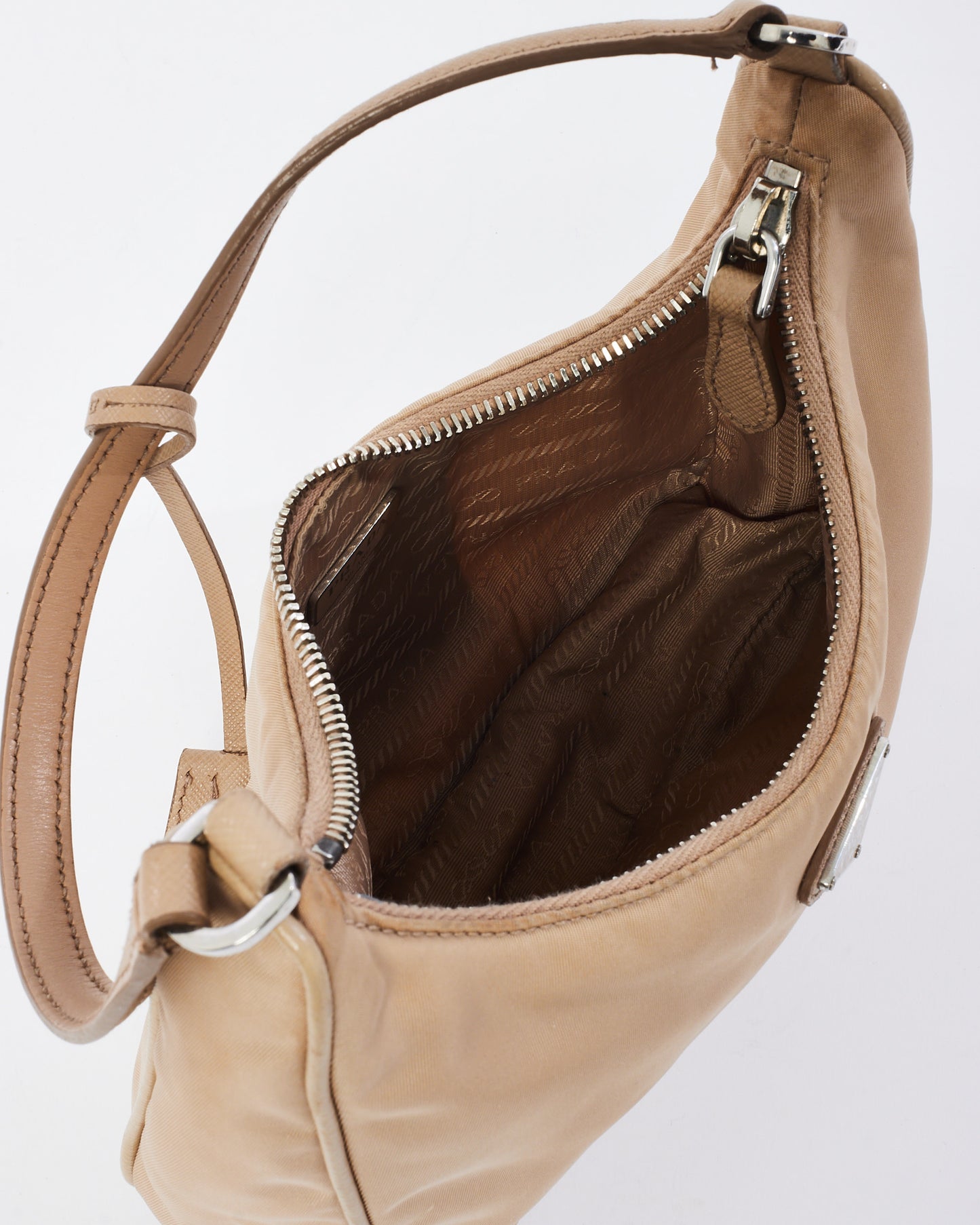 Prada Beige Nylon Re-edition 2000 Mini Hobo Shoulder Bag