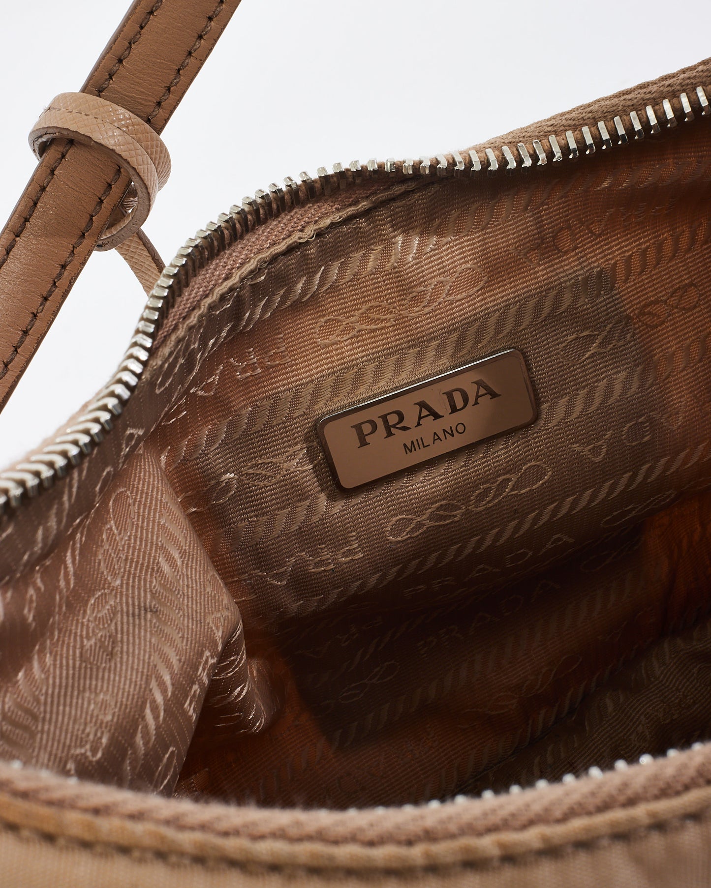 Prada Beige Nylon Re-edition 2000 Mini Hobo Shoulder Bag