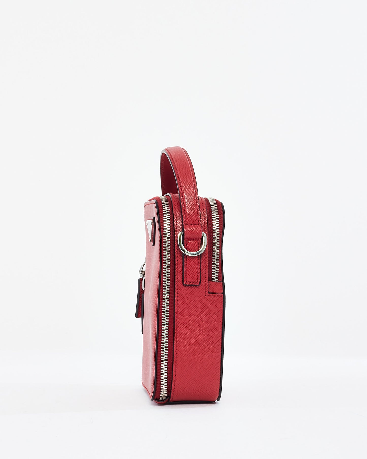 Prada Red Saffiano Leather Brique Vertical Crossbody Bag