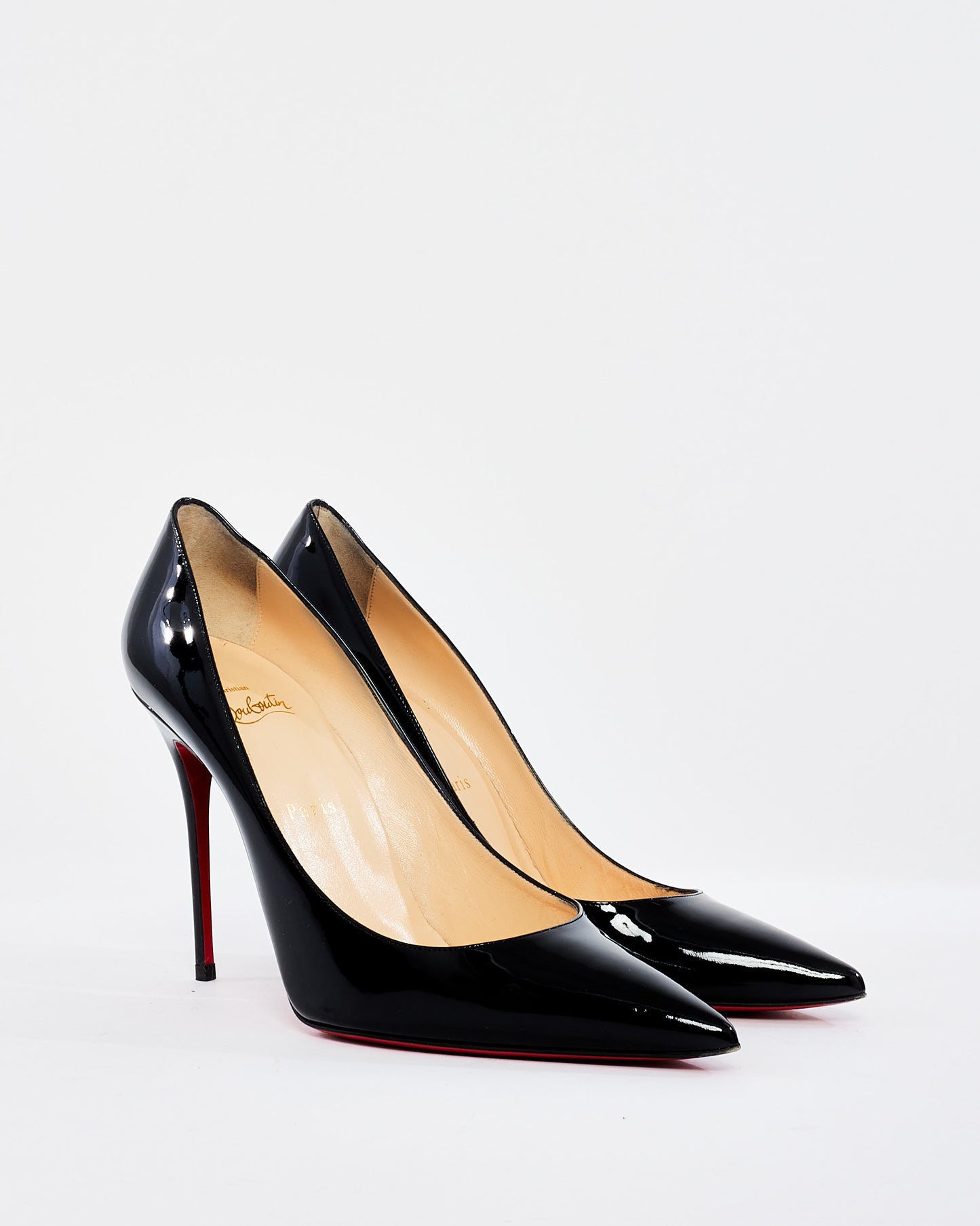 Christian Louboutin Black Patent Leather Decollette Pumps - 41