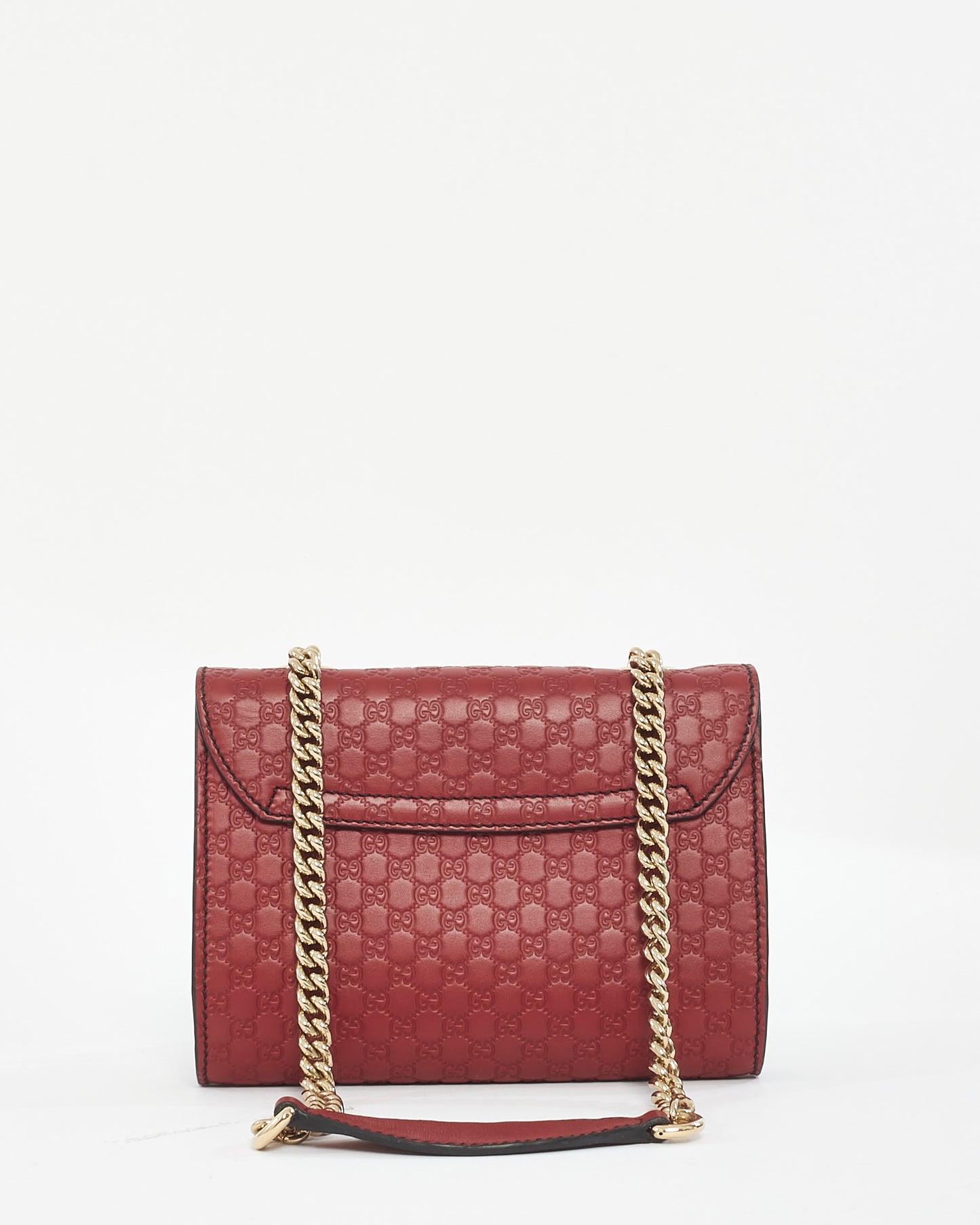 Gucci Red Leather Signature Micro Guccissima GG Mini Emily Crossbody Chain Bag