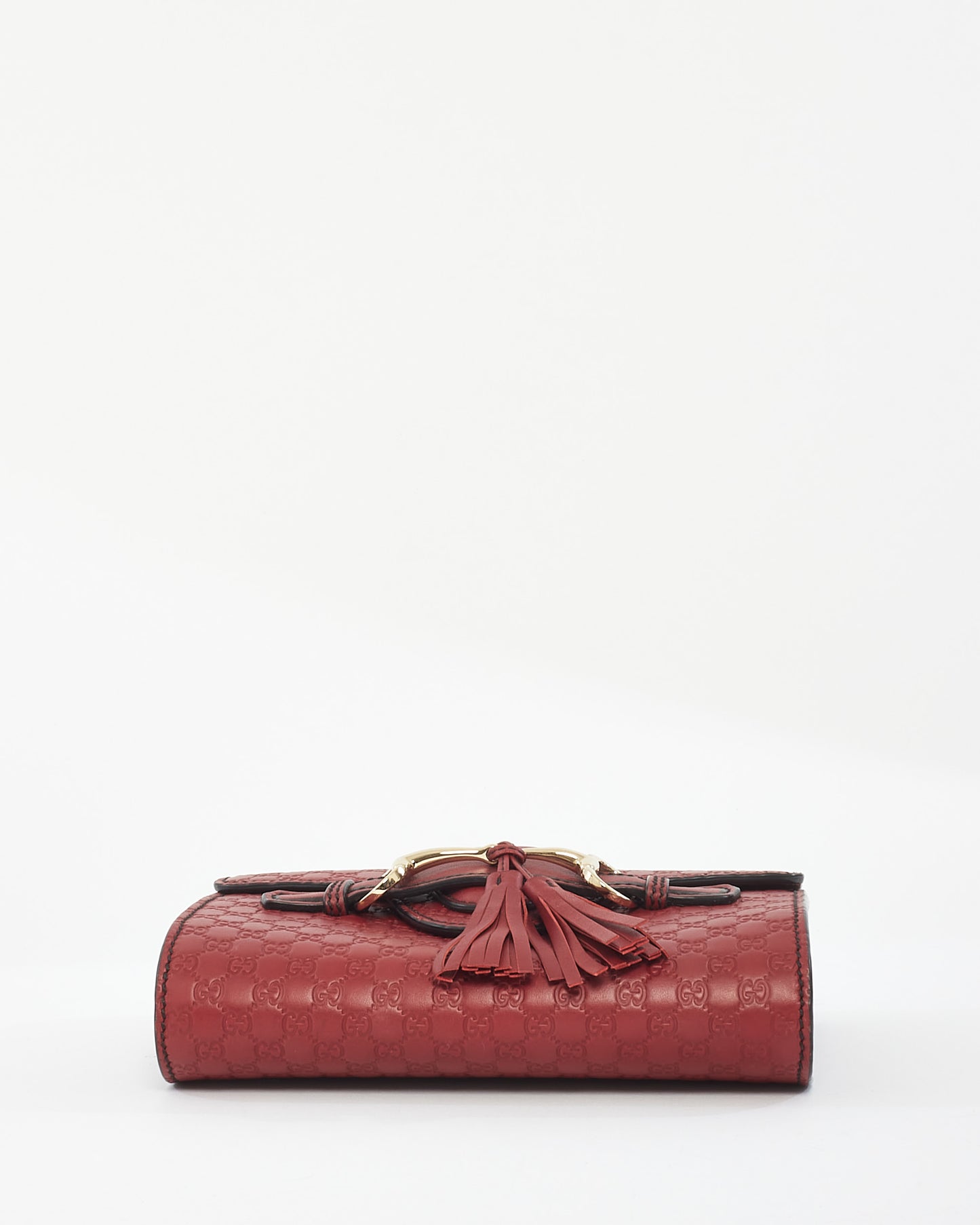 Gucci Red Leather Signature Micro Guccissima GG Mini Emily Crossbody Chain Bag