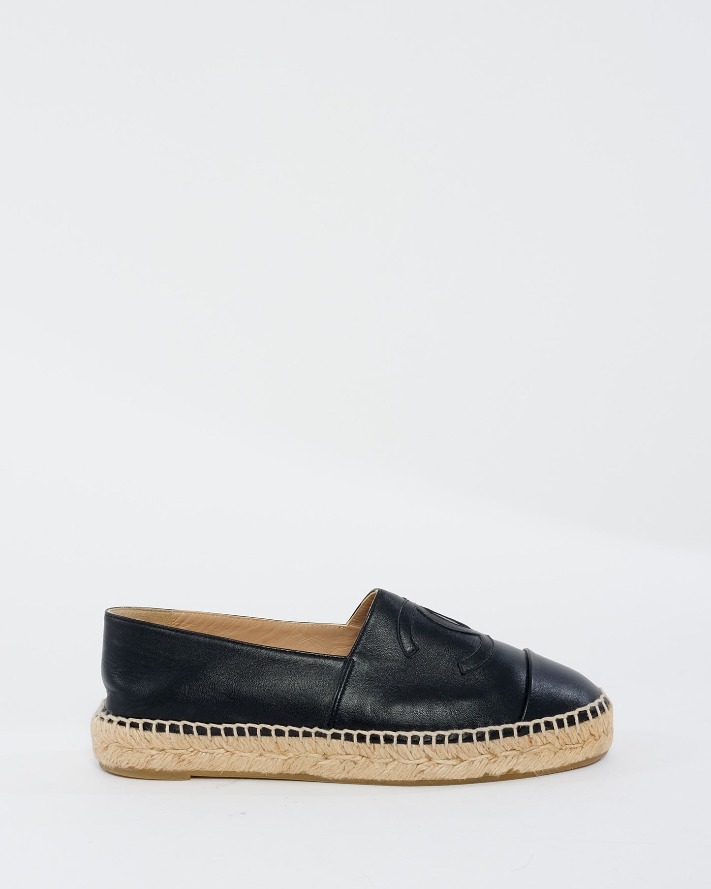 Chanel Black Leather Espadrille Shoes - 39