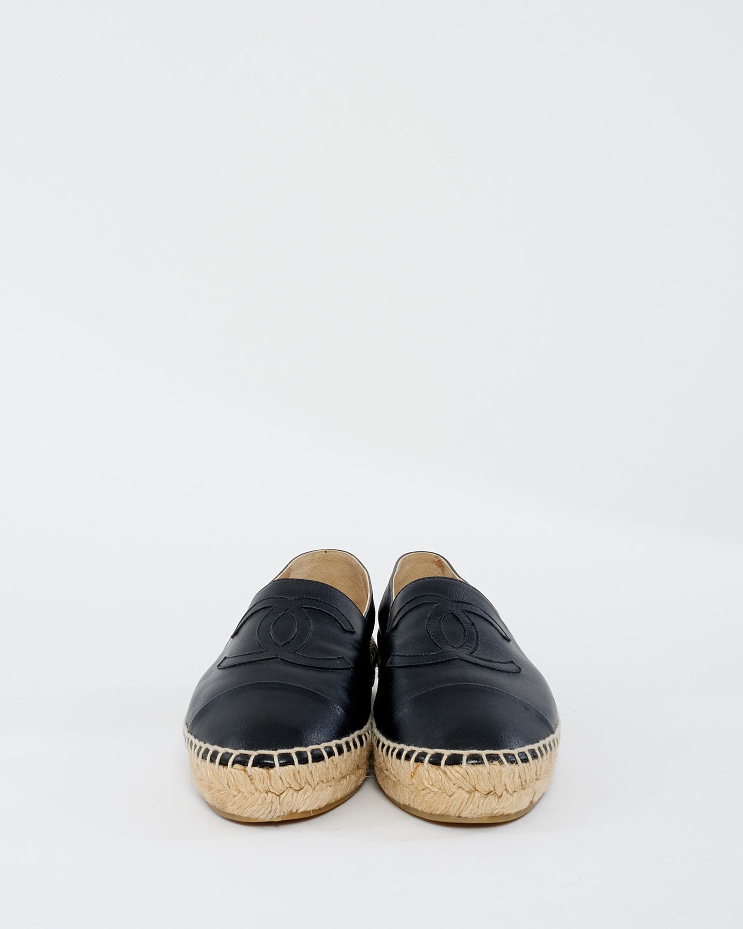 Chanel Black Leather Espadrille Shoes - 39