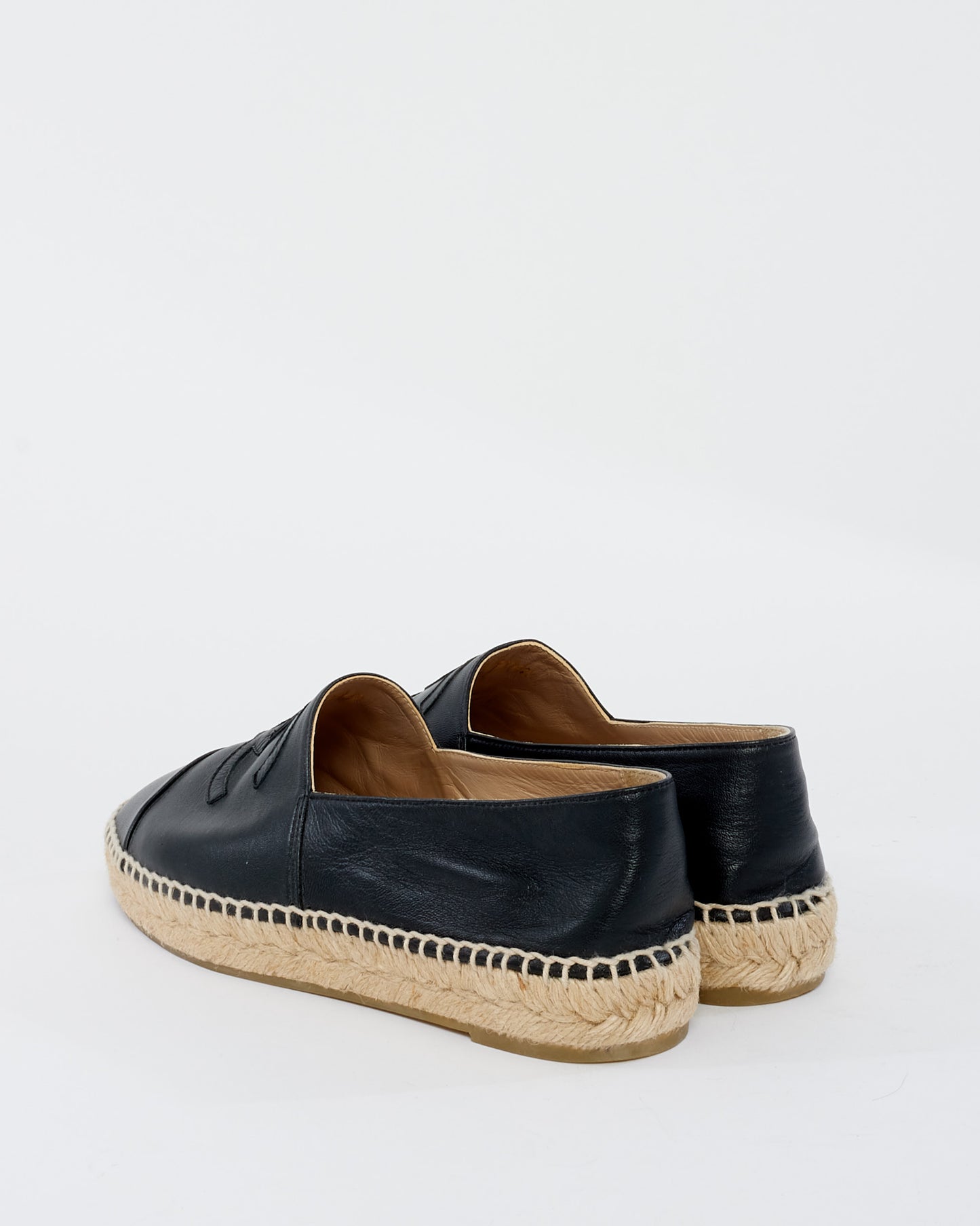 Chanel Black Leather Espadrille Shoes - 39